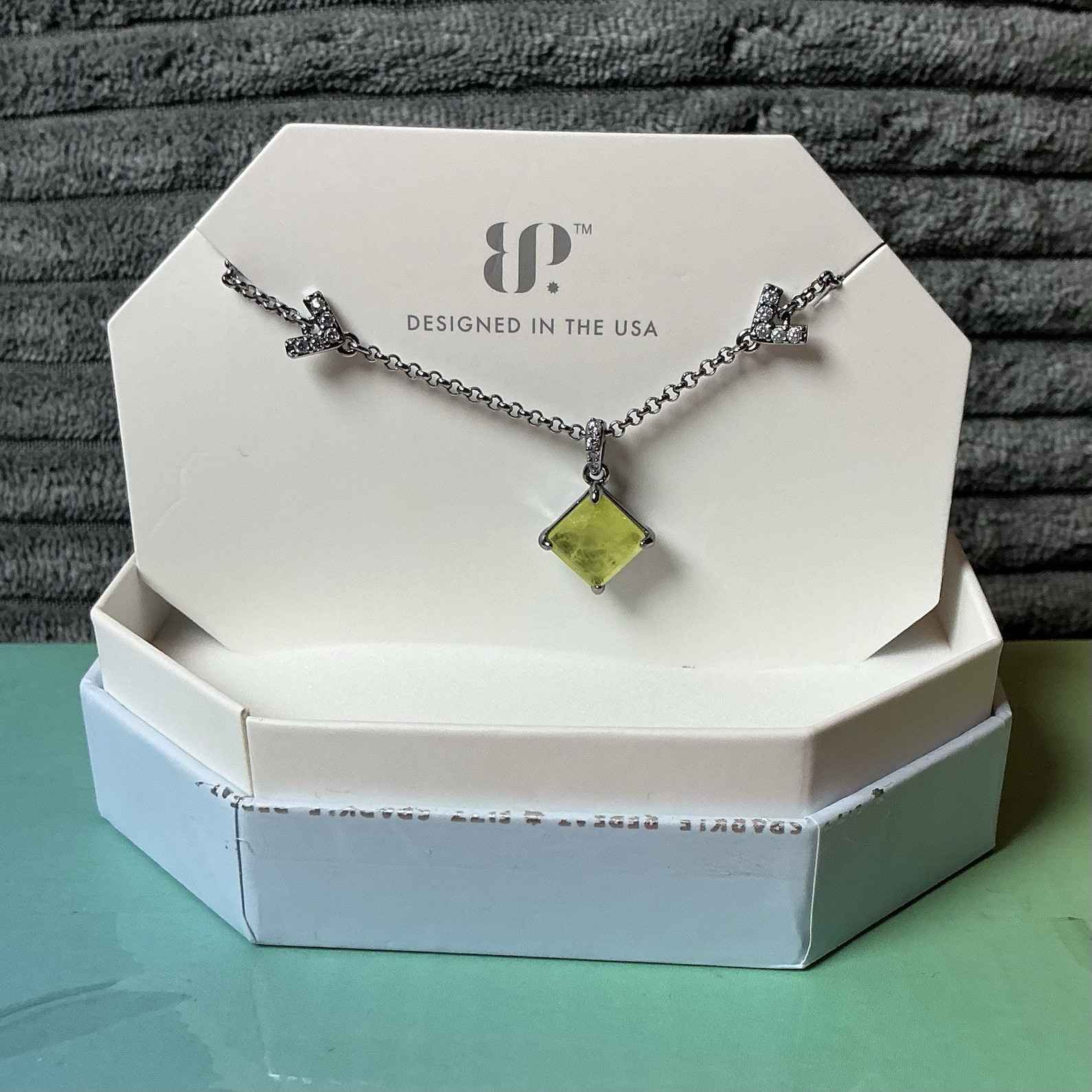 BP Lab-Created Yellow Square Jade Pendant Cable Necklace NK40660