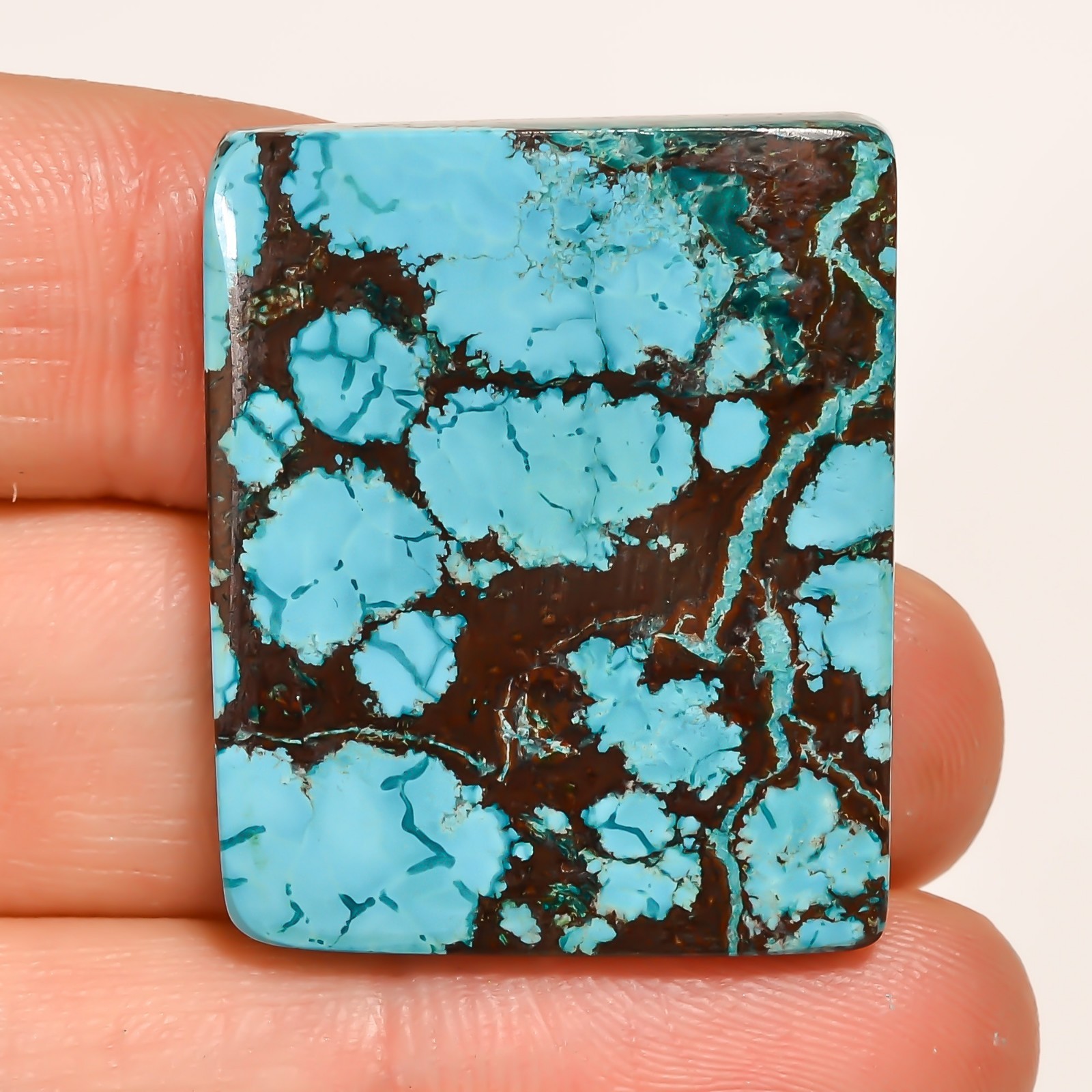 50.75 CTS Beautiful NATURAL TIBET TURQUOISE Cushion Cabochon Gemstone 26X31X5 mm