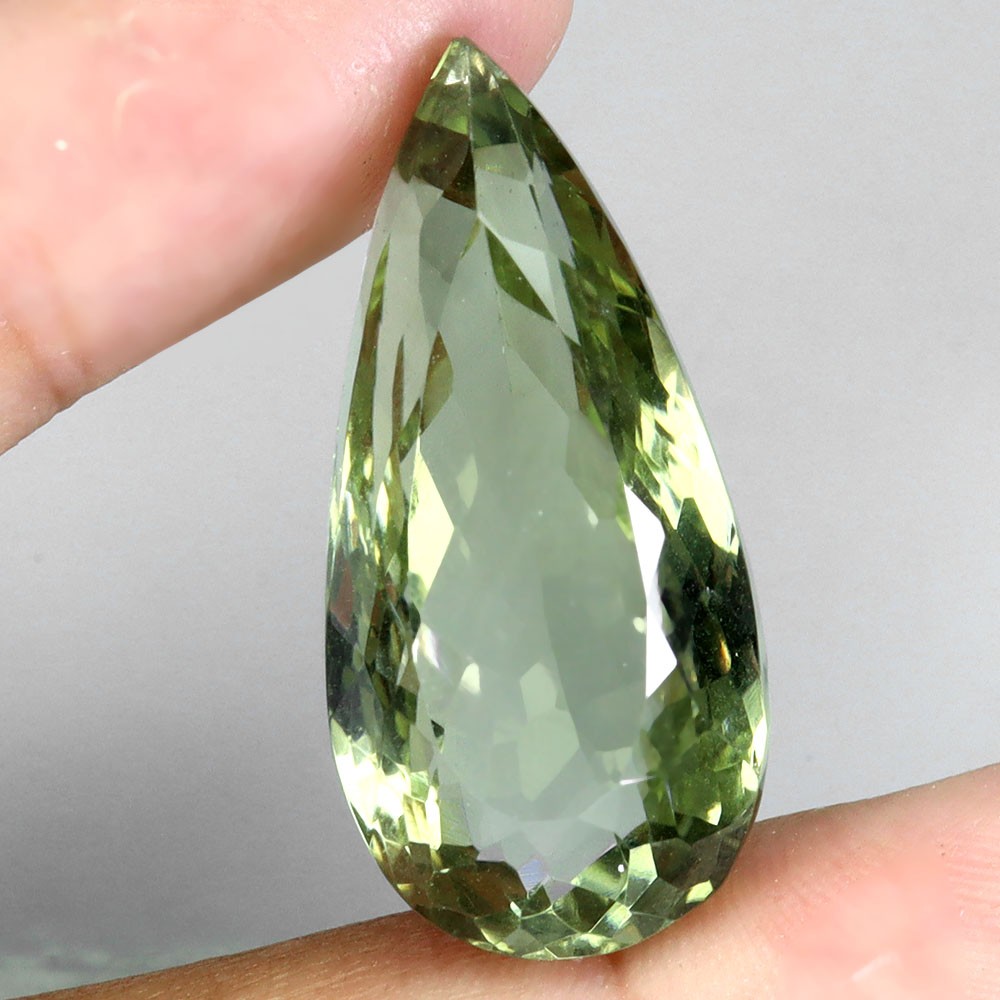 Pear Cut Natural Top Rich Green Amethyst Brazil VVS 23.16ct 26.5×12.5mm Gemstone