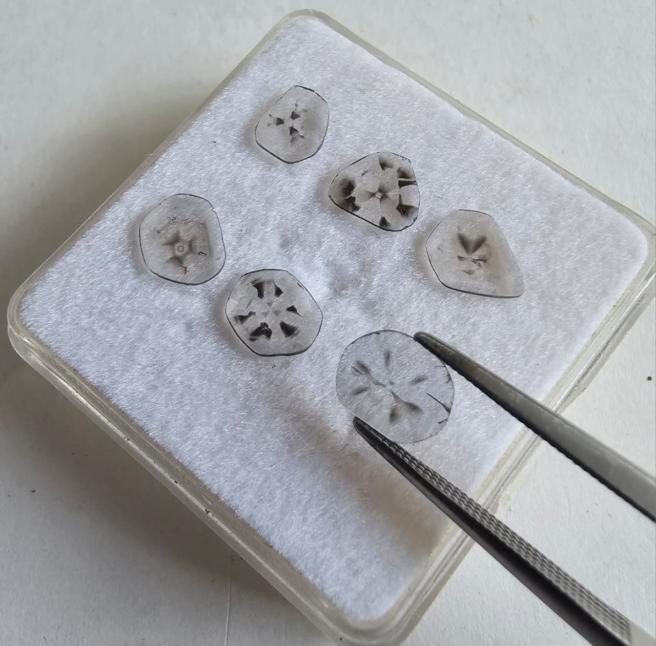 1.15CT (6pc) 6.00mm to 7.50mm , Trapiche diamond, Natural Slice (zimba polki)