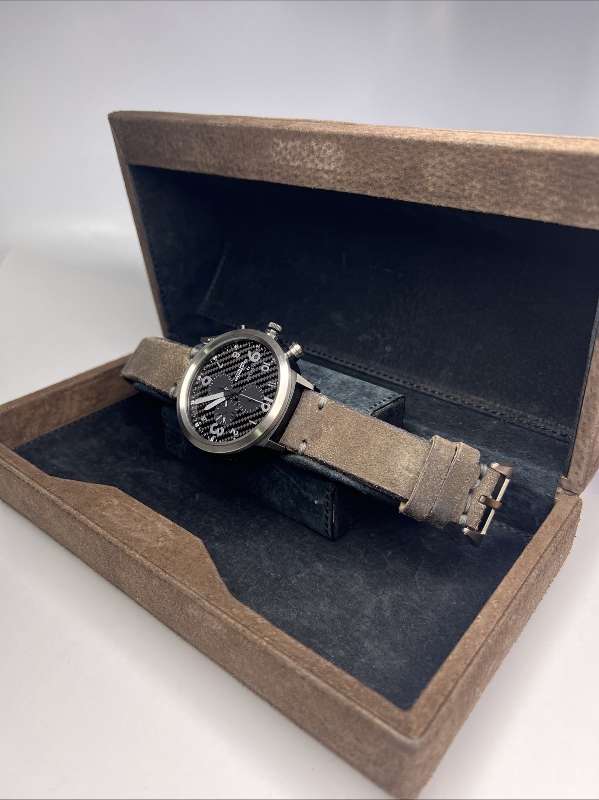 U Boat 50mm Black PVD Steel Chronograph U-7750/50 Watch Carbon Dial w/ Box