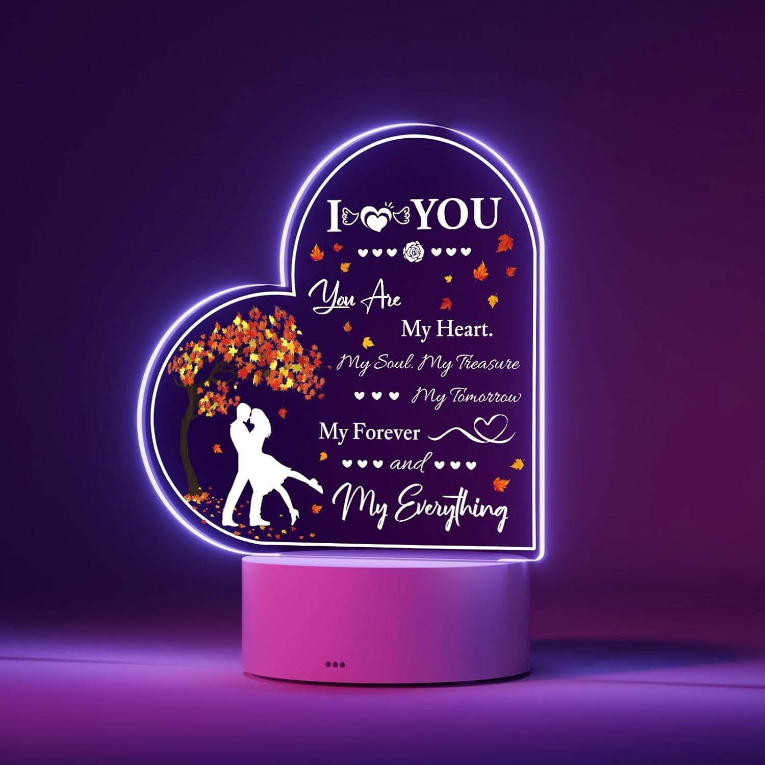 7 Color Acrylic Night Light Valentines Day Gift Birthday for Her Wife Girlfriend