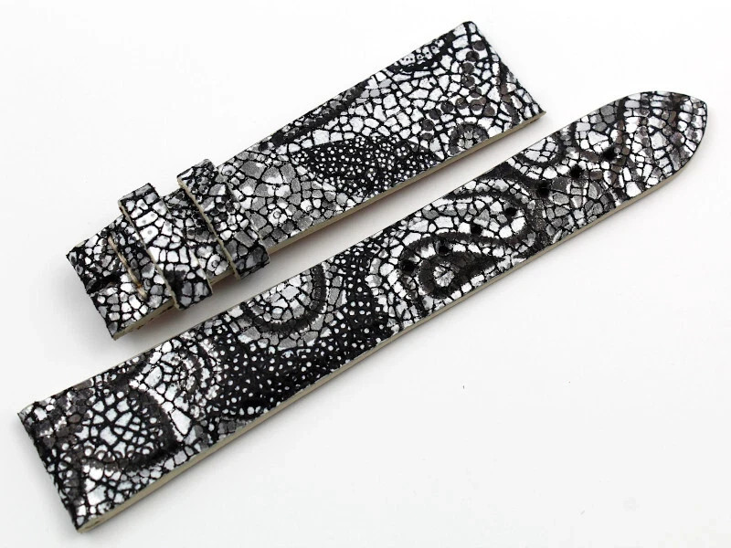 Genuine Leather Strap Black Lace Effect Handle 20mm Limited Edition Watch Luxury