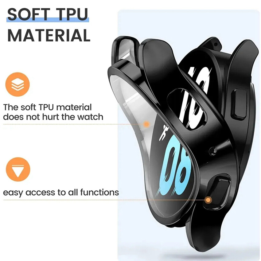 Full Screen Protector Soft TPU Case Cover For Samsung Galaxy Watch 7 40mm/44mm