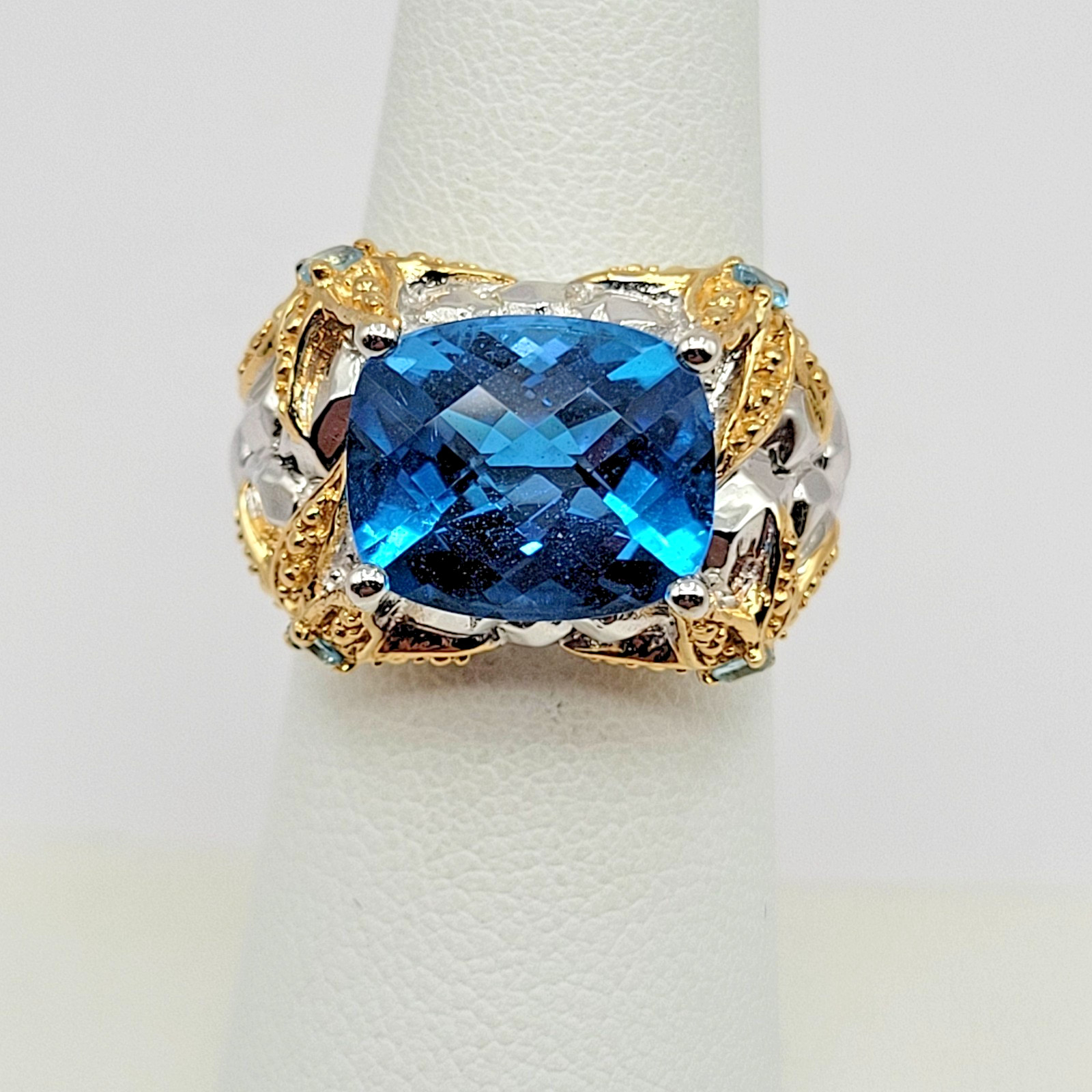 Victoria Wieck 18k Sterling Silver Swiss Blue Topaz Starfish Ring – Size 6