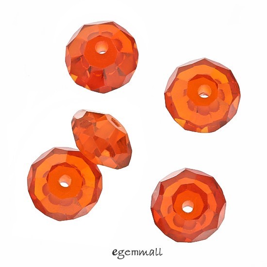 12 Cubic Zirconia Rondelle Roundel Beads 6mm Orange / Fire Opal #96099