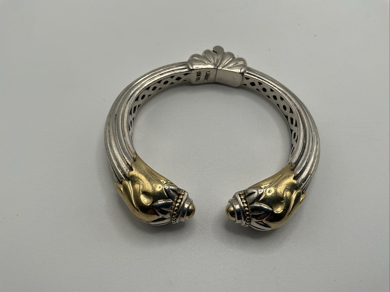 LAGOS CAVIAR Sterling Silver And 18K Gold Hinged Cuff Bracelet 750 And 925