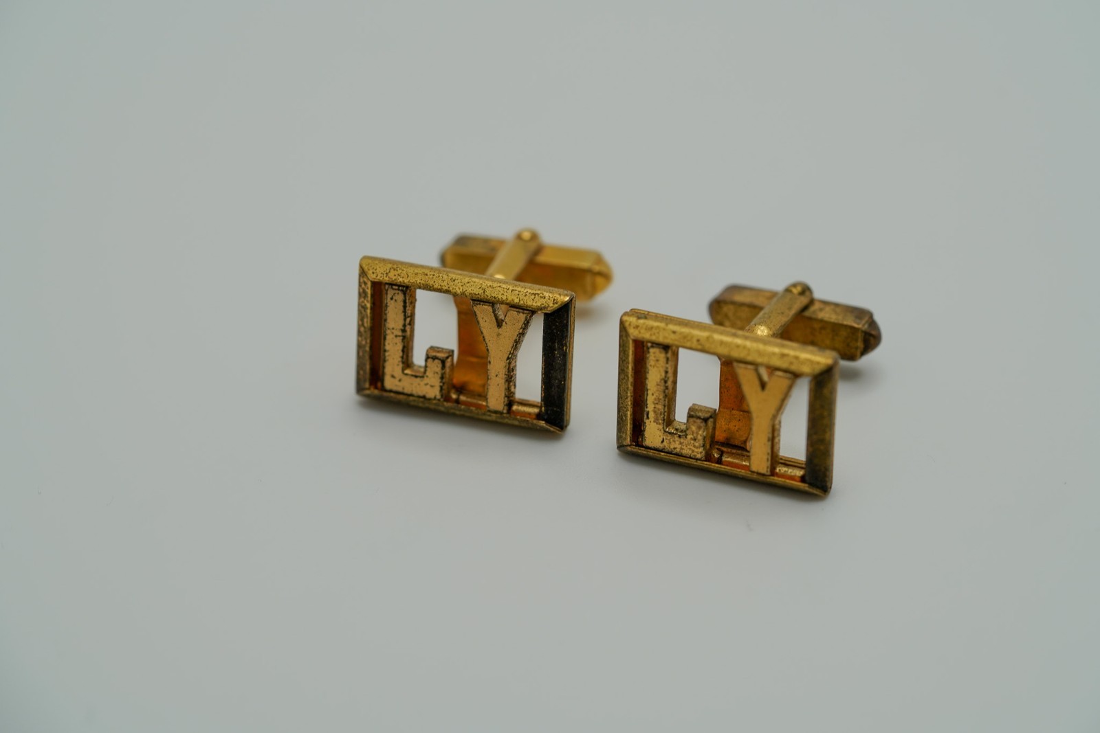 Antique Gold LY Monogrammed Cufflinks ROUGH SHAPE C2