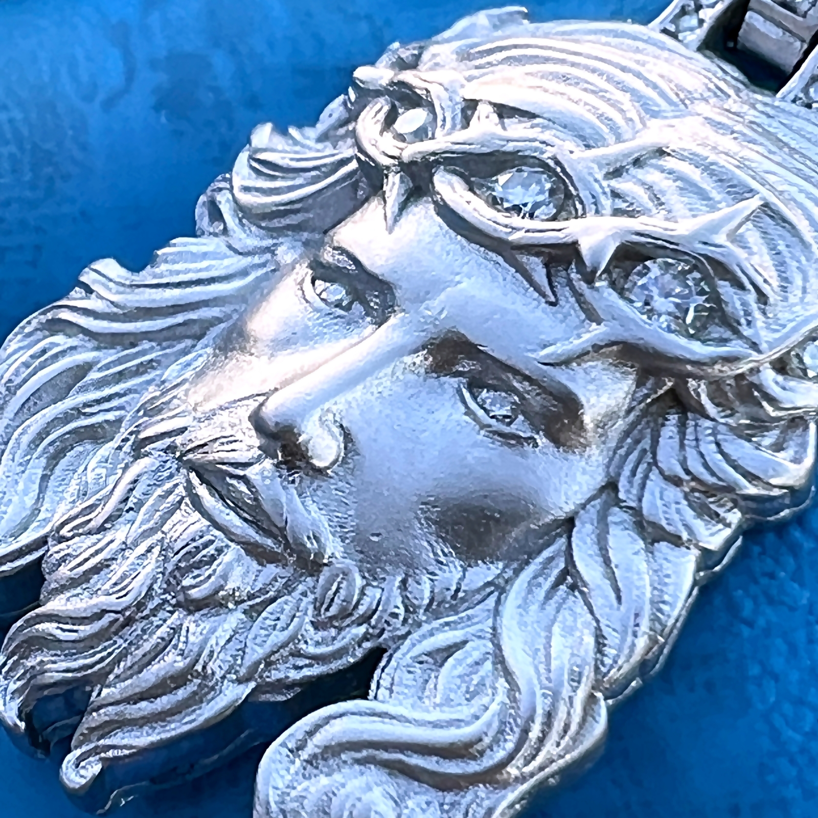 925 Sterling Silver Matte Sandblast Jesus Head Moissanite VVS D Pendant Small 1″