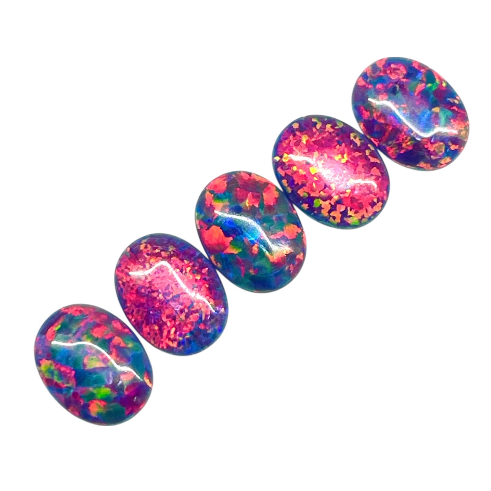 3 Pcs Australian Black Opal 9x7mm Oval Cabochon 5A Quality Lab Created Gemstones