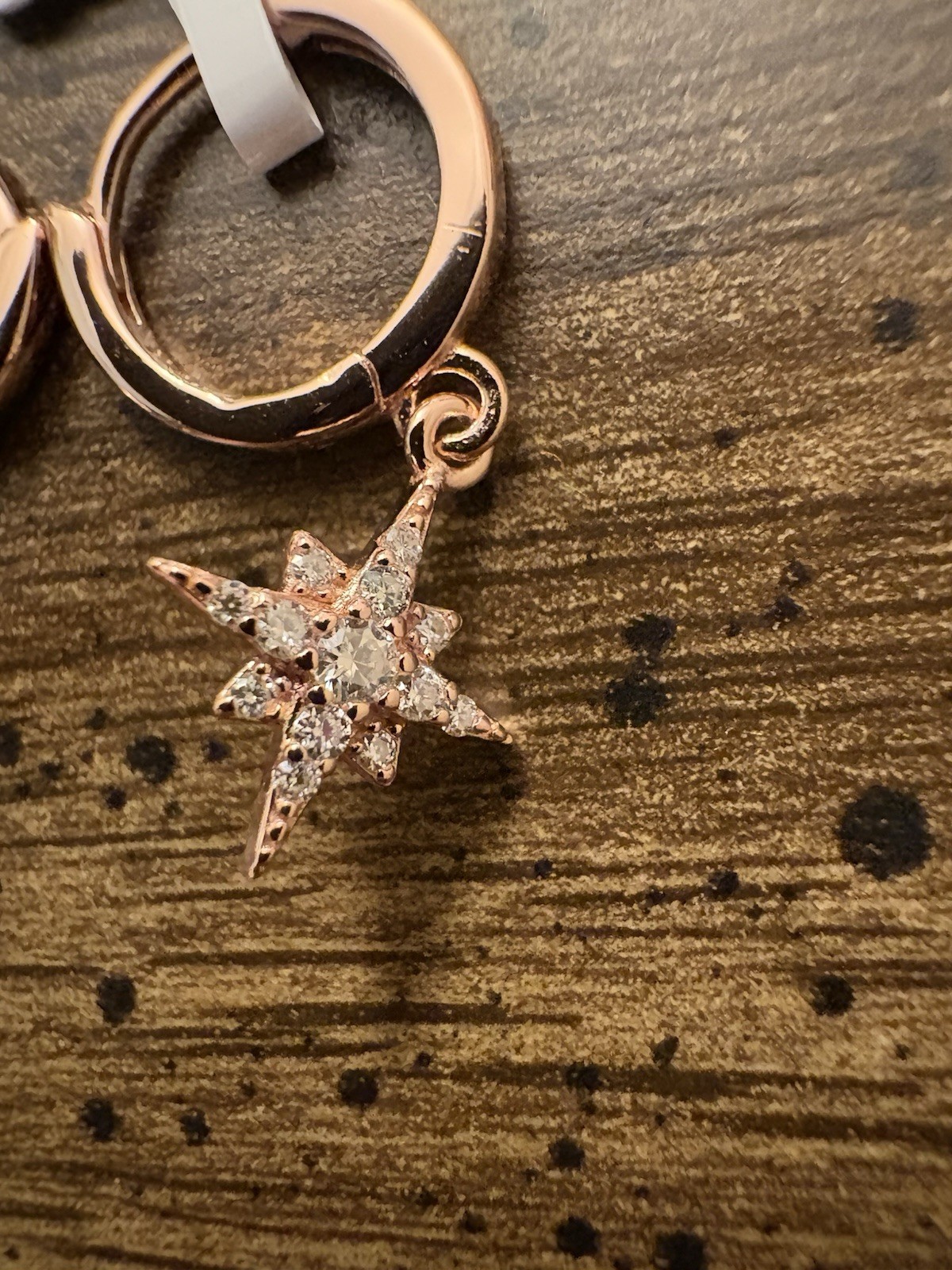 925 Sterling Silver Rose Gold Star White Moissanite Dangle Hoop Earrings 0.23 CT