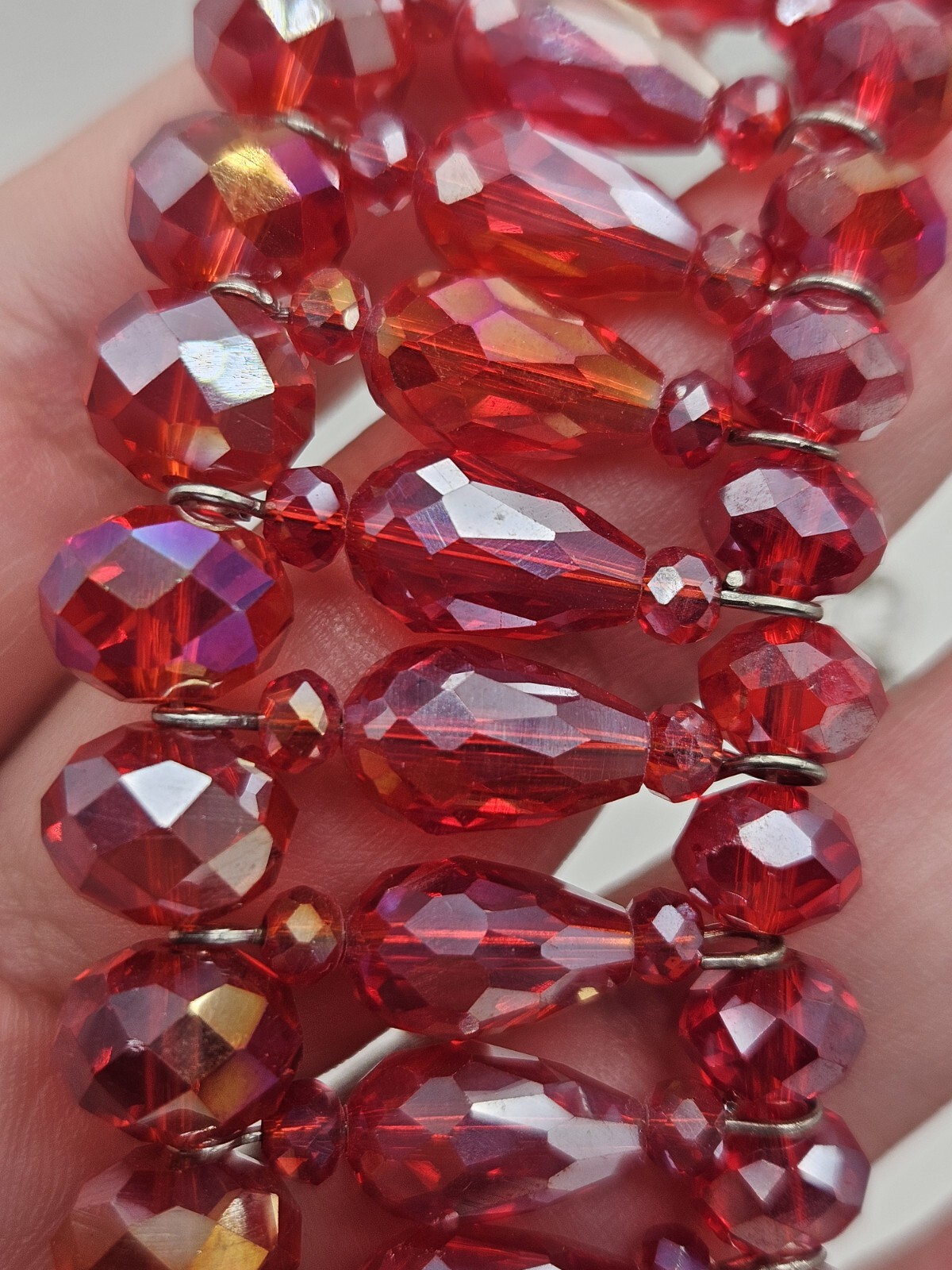 Red Crystal Glass Collar Bib Wide Necklace