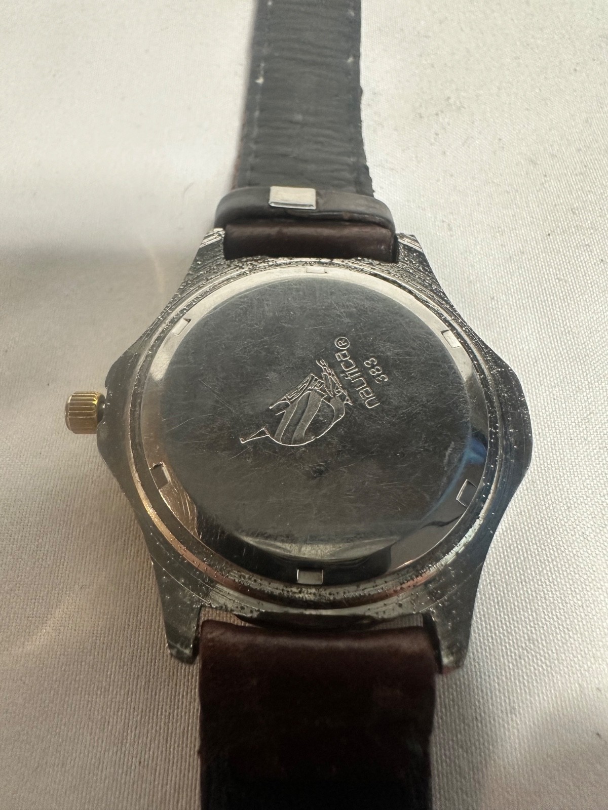 Vintage 90s Nautica 300m 1000FT Quartz Dive Watch Silver Tone Original Strap