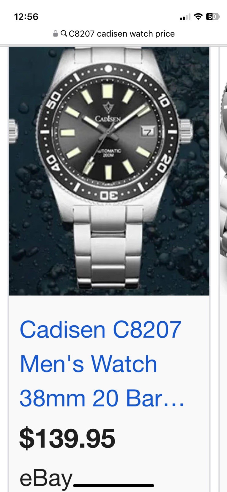 Cadisen C8207 Men Automatic Divers Watch 38MM 62 mas Homage