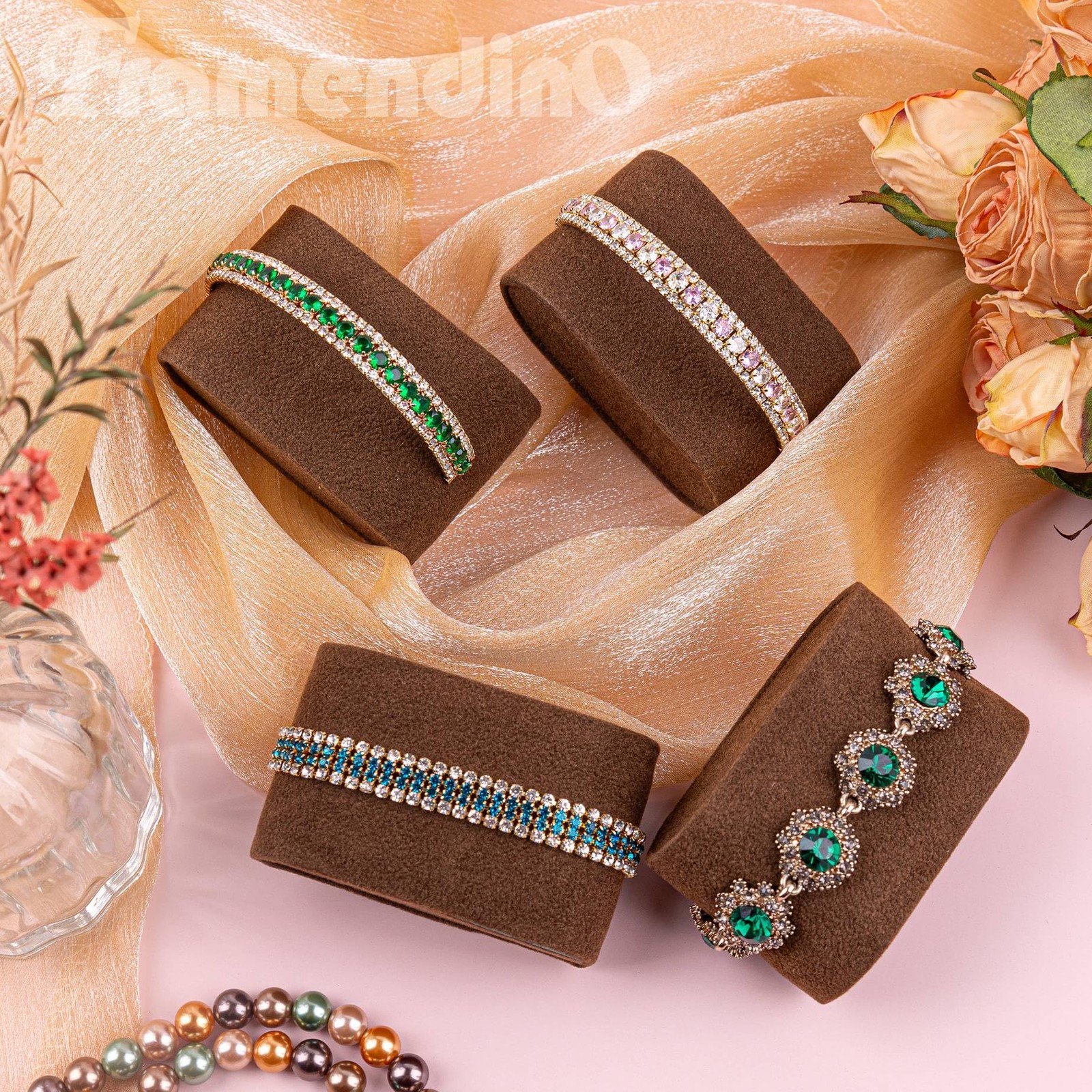 , 12 Pack Brown Velvet Bracelet Pillows Watch Display Bangle Jewelry Pillow C…