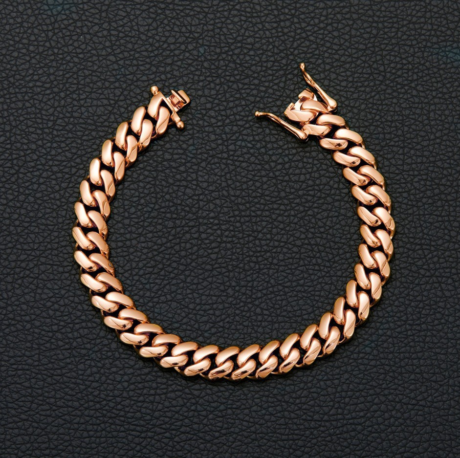 10-22MM Stainless Steel Rose Gold Miami Hip Hop Cuban Chain Necklace Bracelet