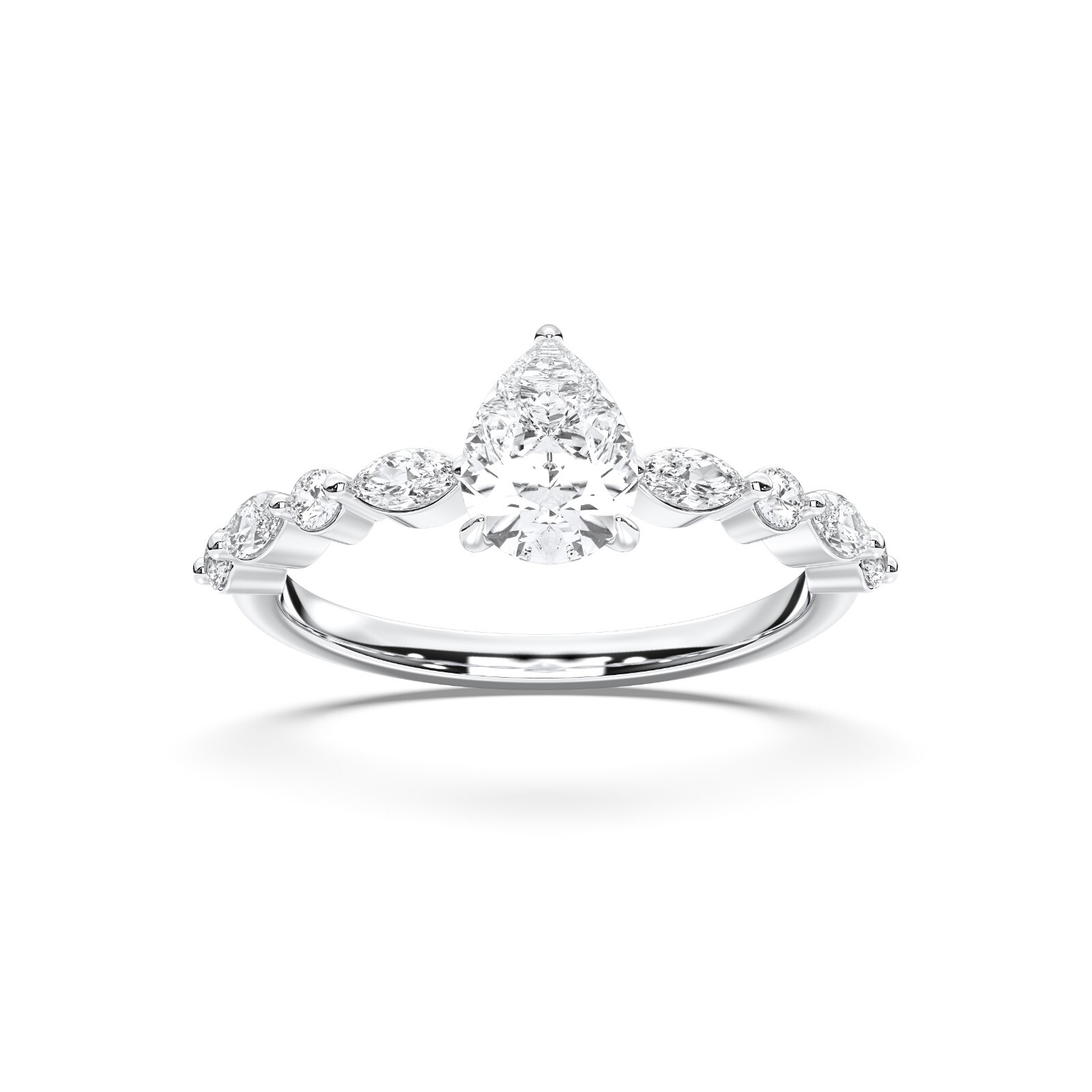Ananta Jewels 1.35Ct Pear Cut Moissanite Engagement Ring in 10K Solid Gold Women