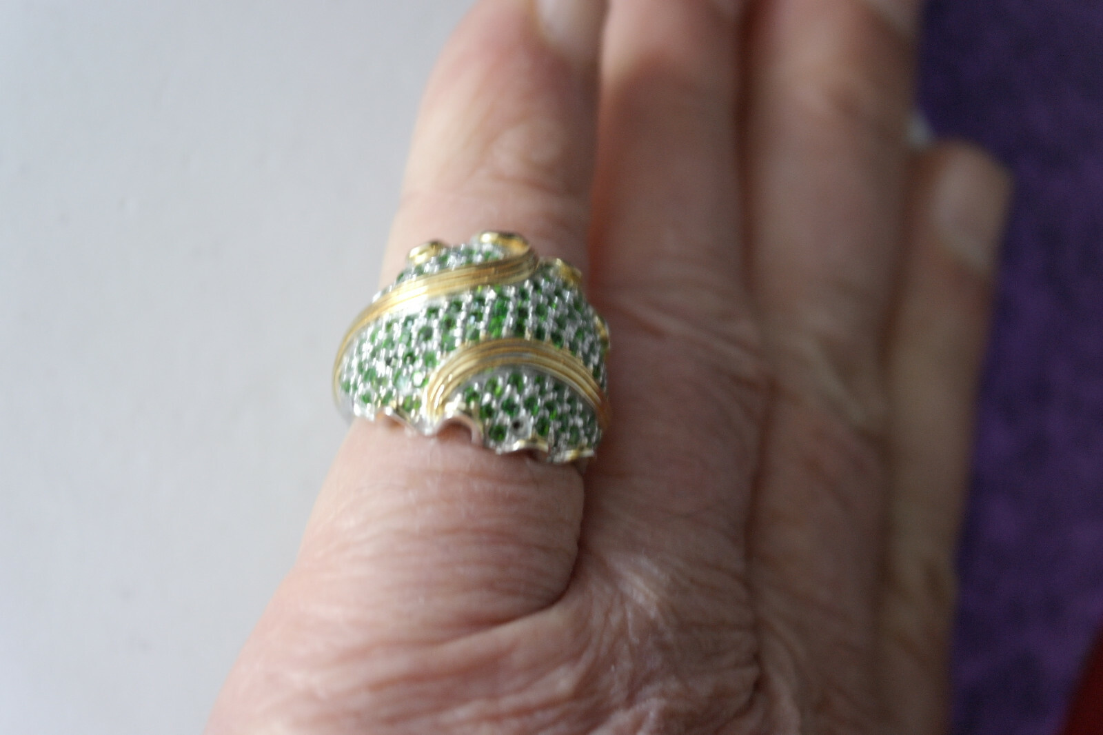 Elegant Round 1.5mm Top Rich Green Chrome Diopside 925 Sterling Silver Ring O1/2