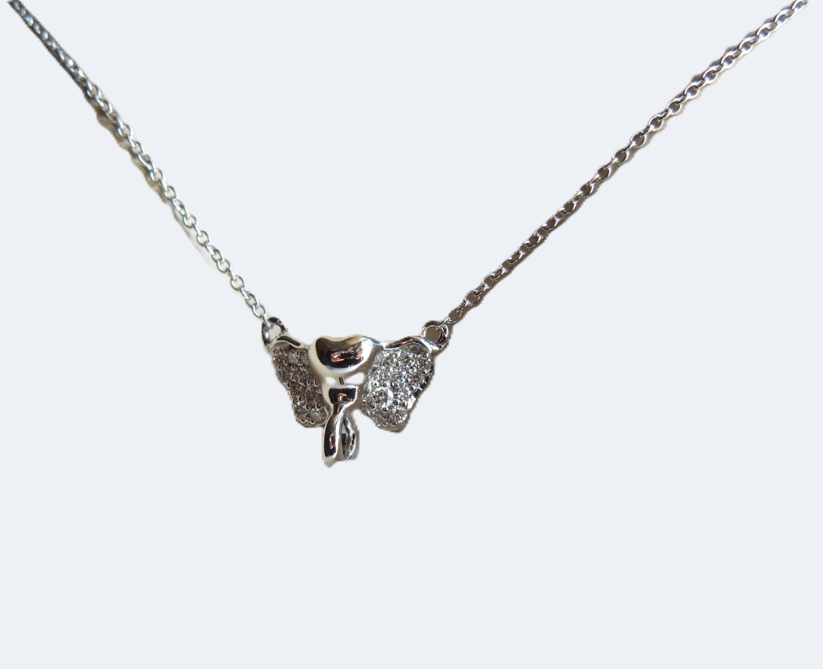 Monica Rich Kosann 18K White Gold & Diamond Elephant Luck Necklace $1,100 NWT