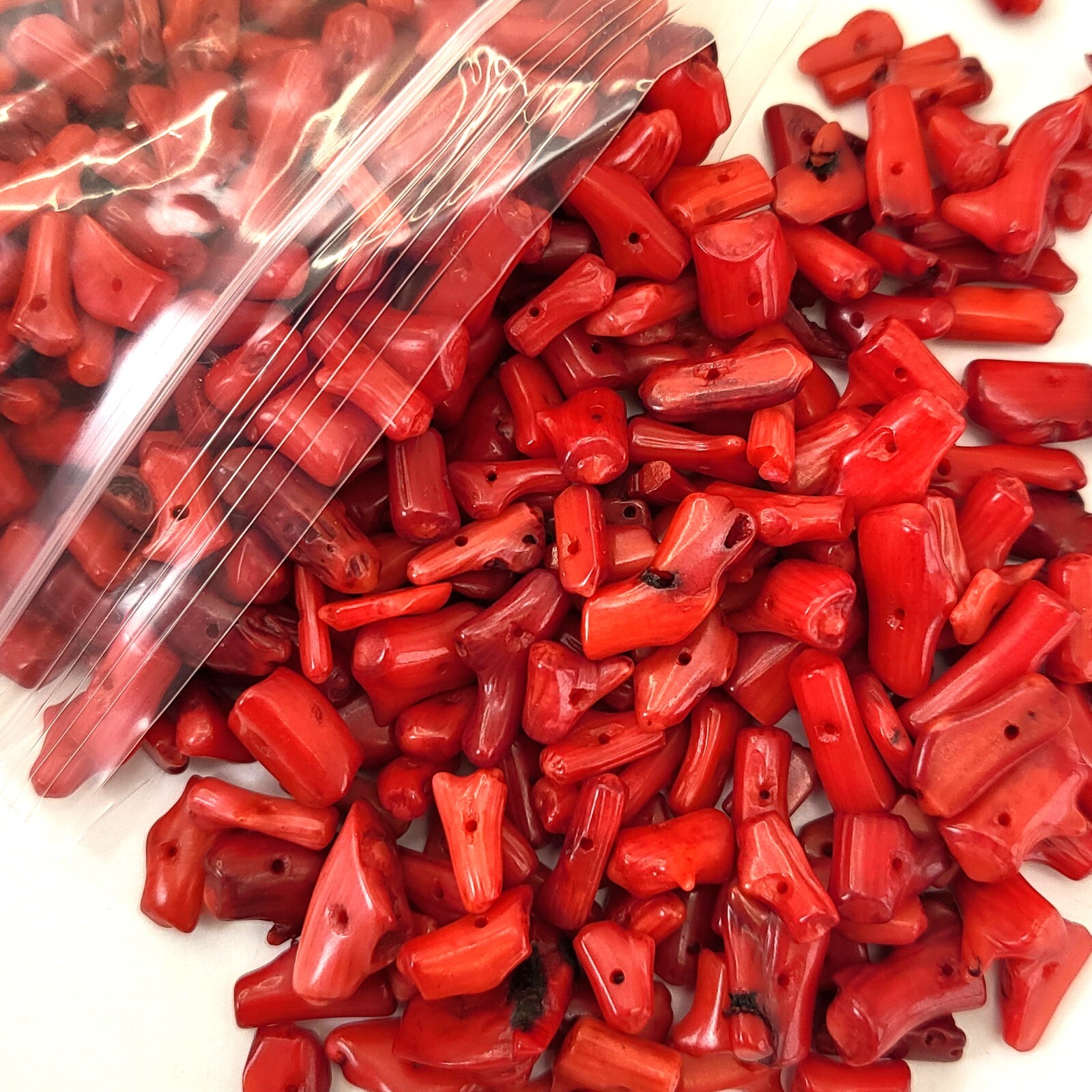 Red Coral Bamboo Small Branch Stick Loose Spacer Beads 1/2 LB Jewelry 6-15mm