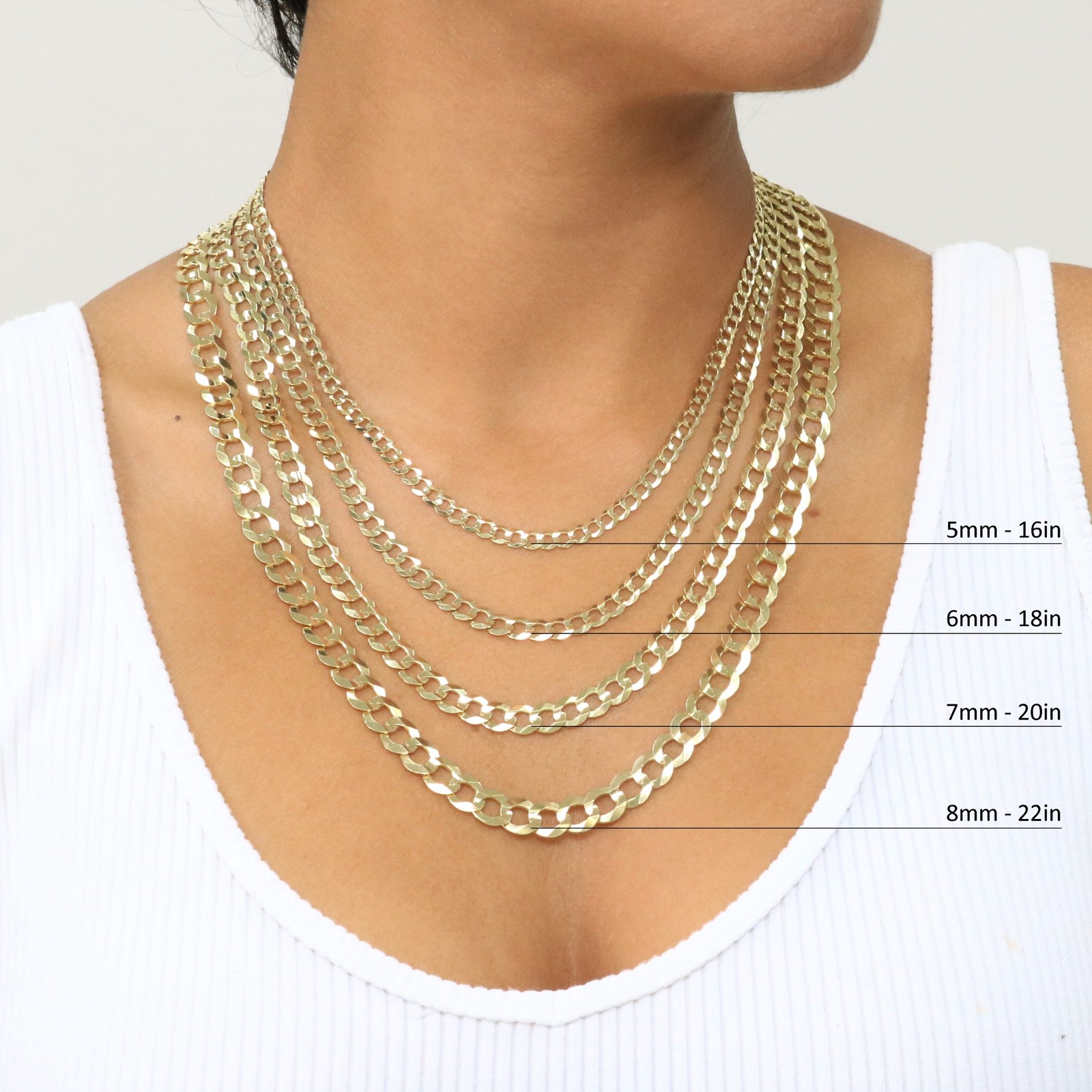 10K Yellow Gold Solid 2mm-12.5mm Curb Cuban Chain Link Necklace Bracelet 7″- 30″