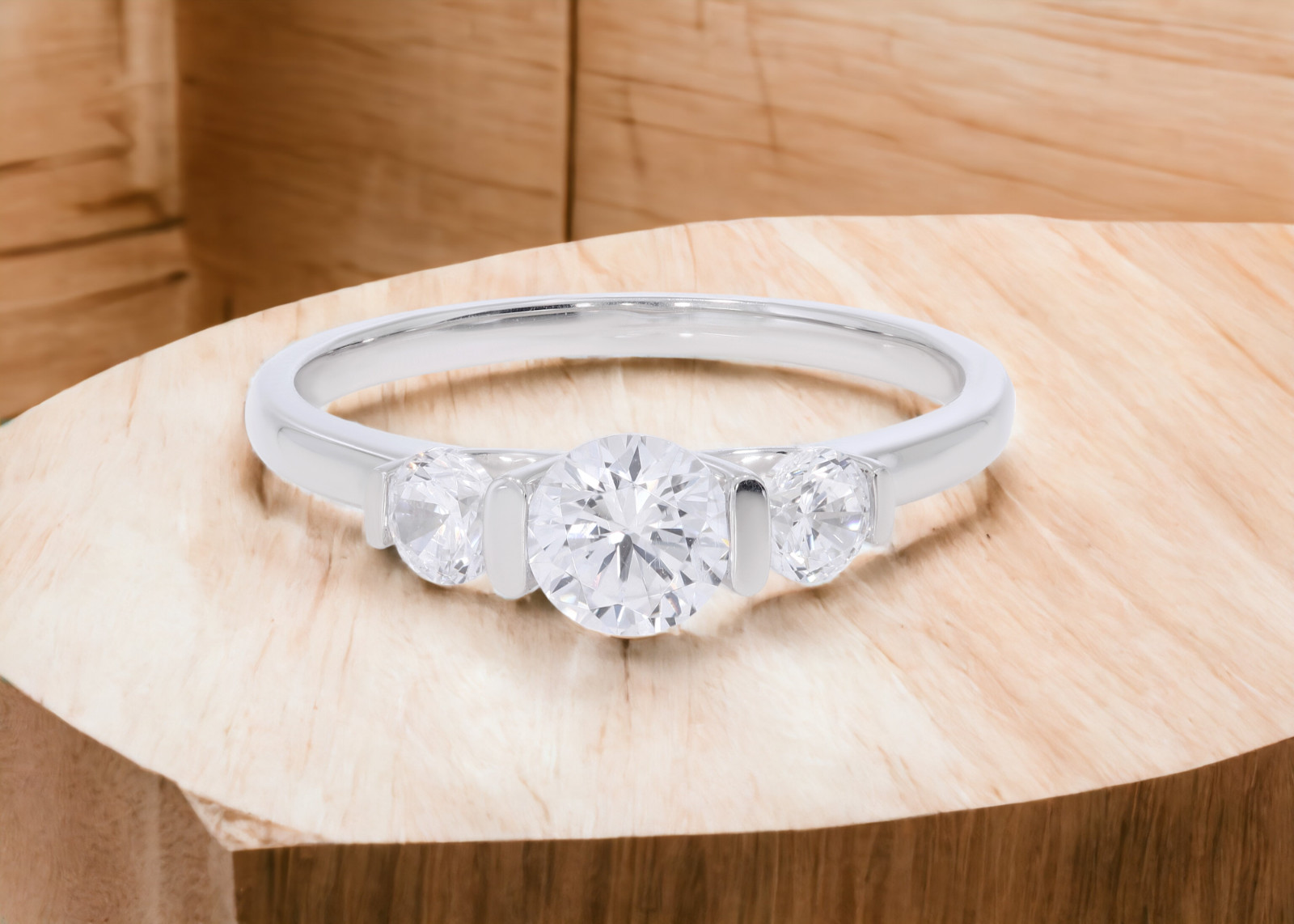 0.87 ct Round Lab Grown Diamond Engagement Ring Certified 14k Gold