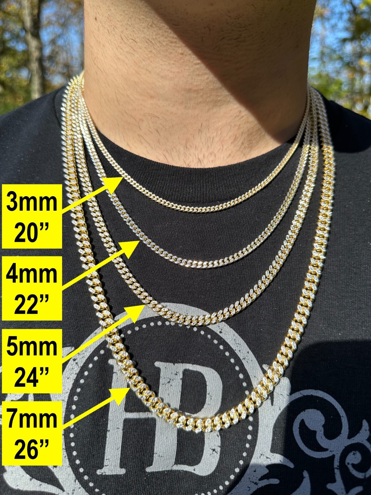 Miami Cuban Chain Bracelet Diamond Cut Two Tone 14k Gold Plated Real 925 Silver