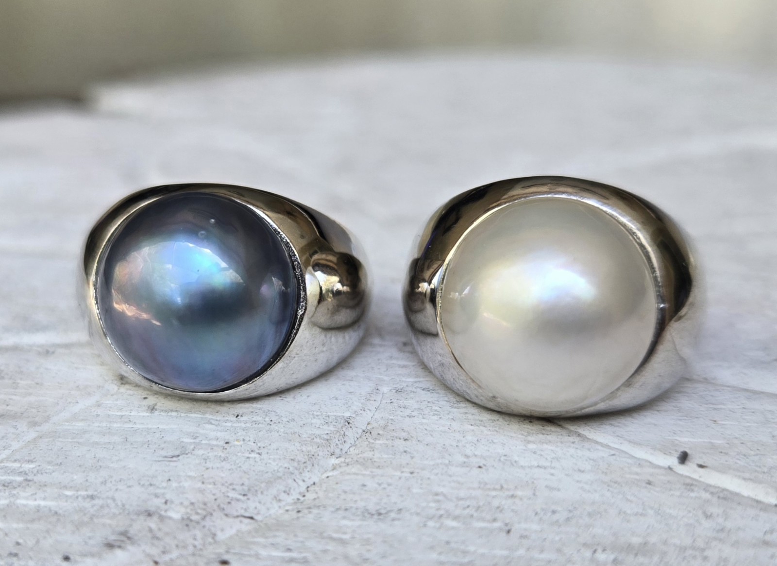 13mm Mabe Pearl Sterling Silver Ring