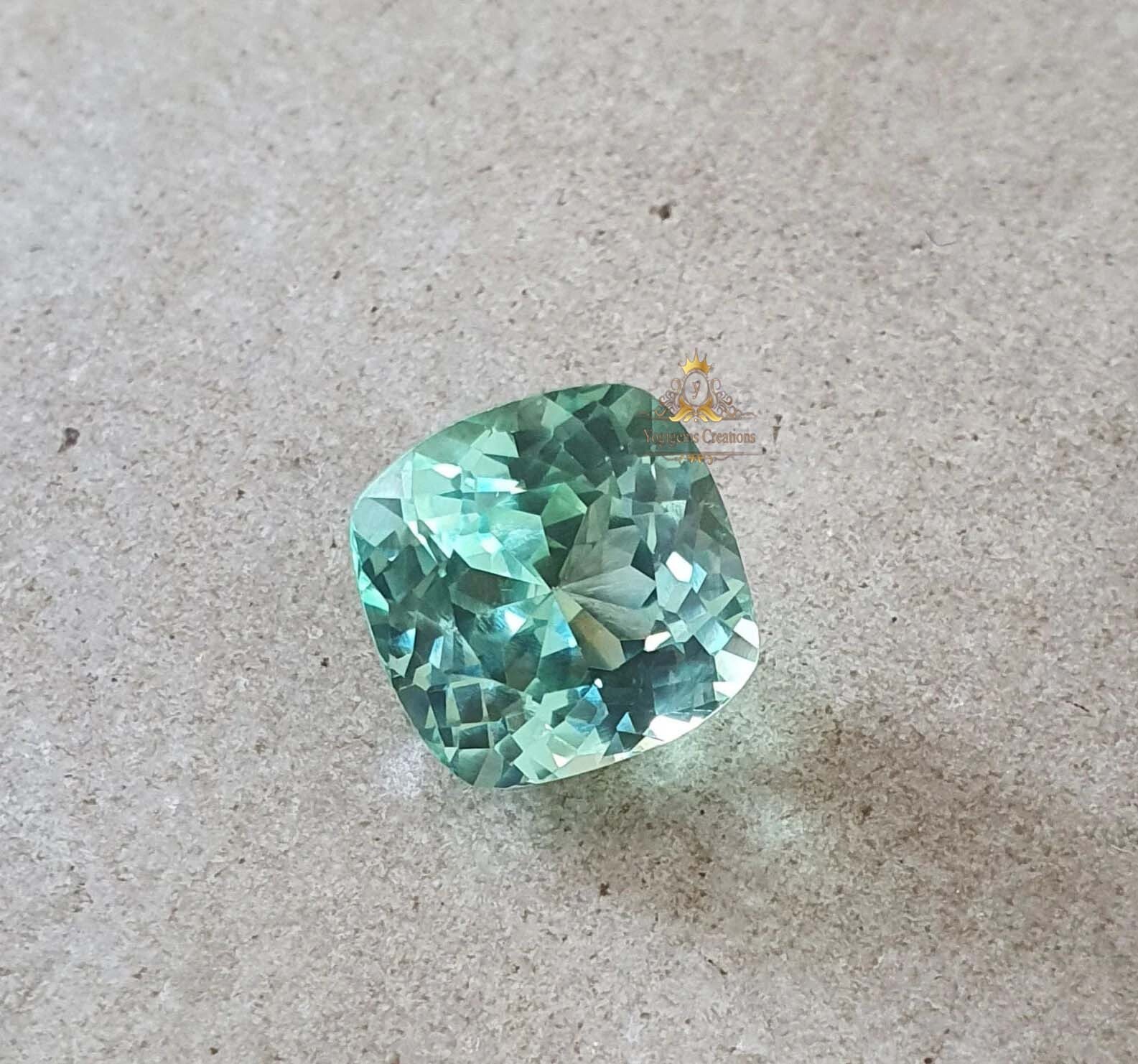 Certified 10.00 Ct Flawless Lagoon Green Tourmaline Cushion Cut Loose Gemstone