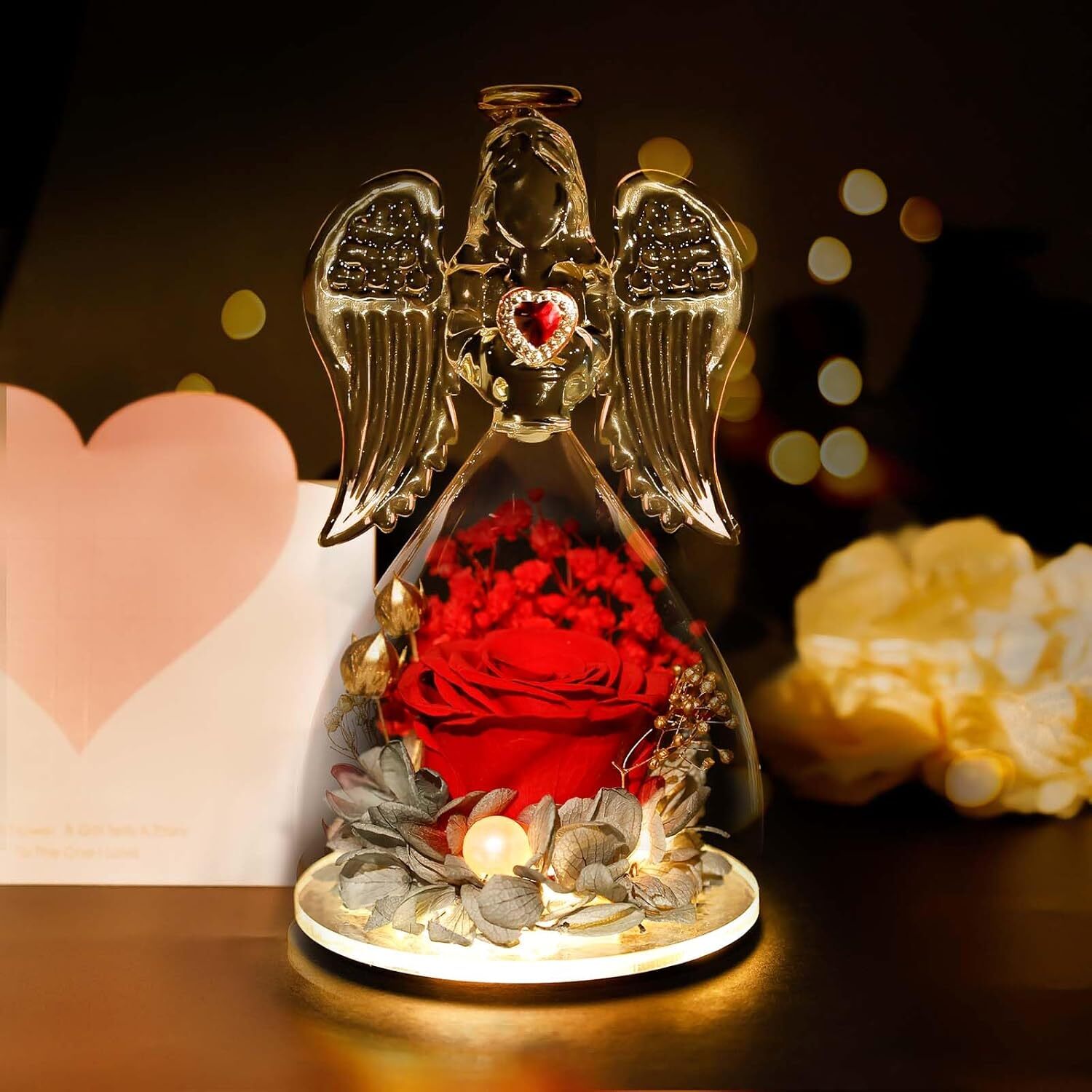 Women Gifts Ideas for Valentines Day, Preserved Forever Rose Gift with Necklace*