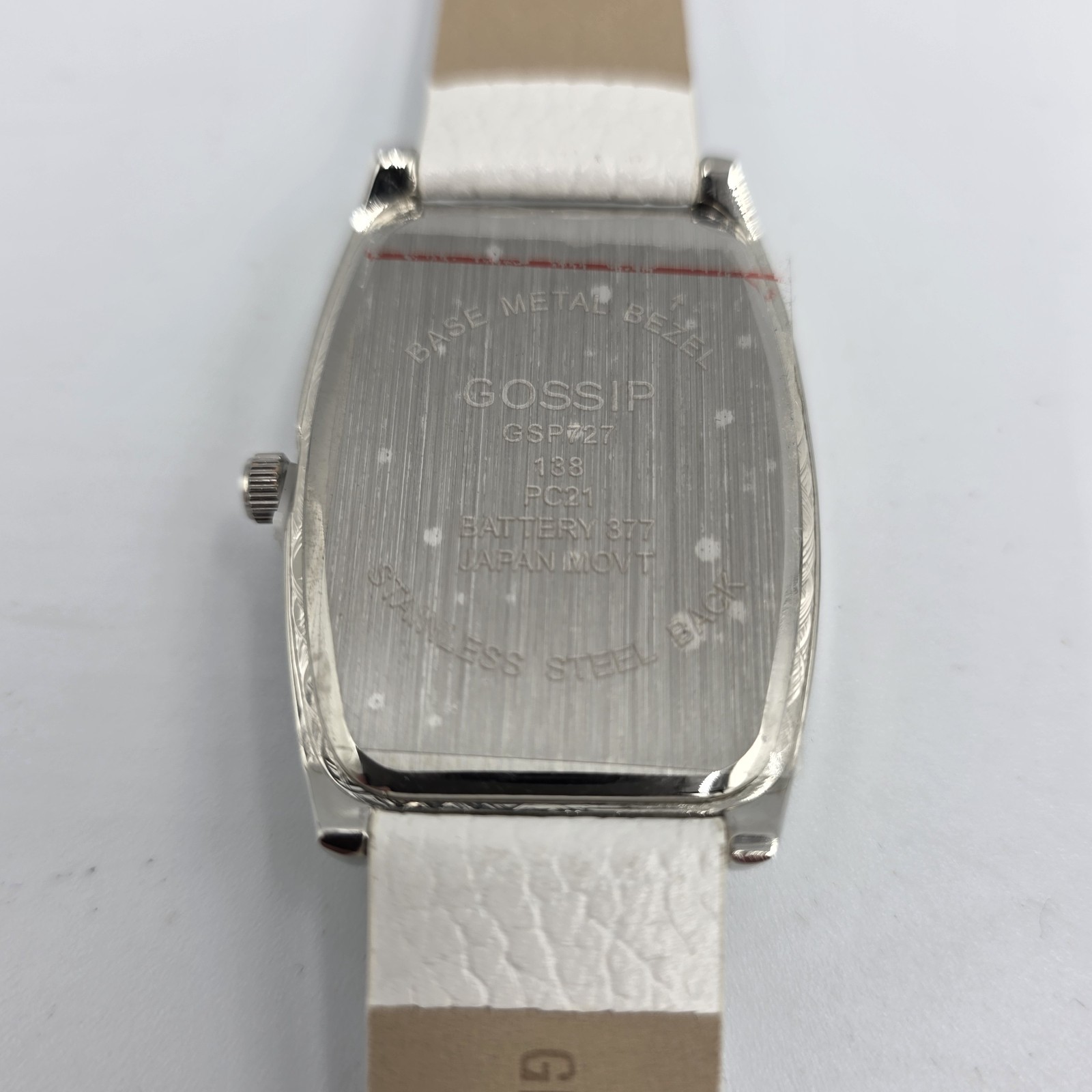 Gossip Watch Womens Quartz Multicolor White Leather Rectangle Silver Tone GSP727