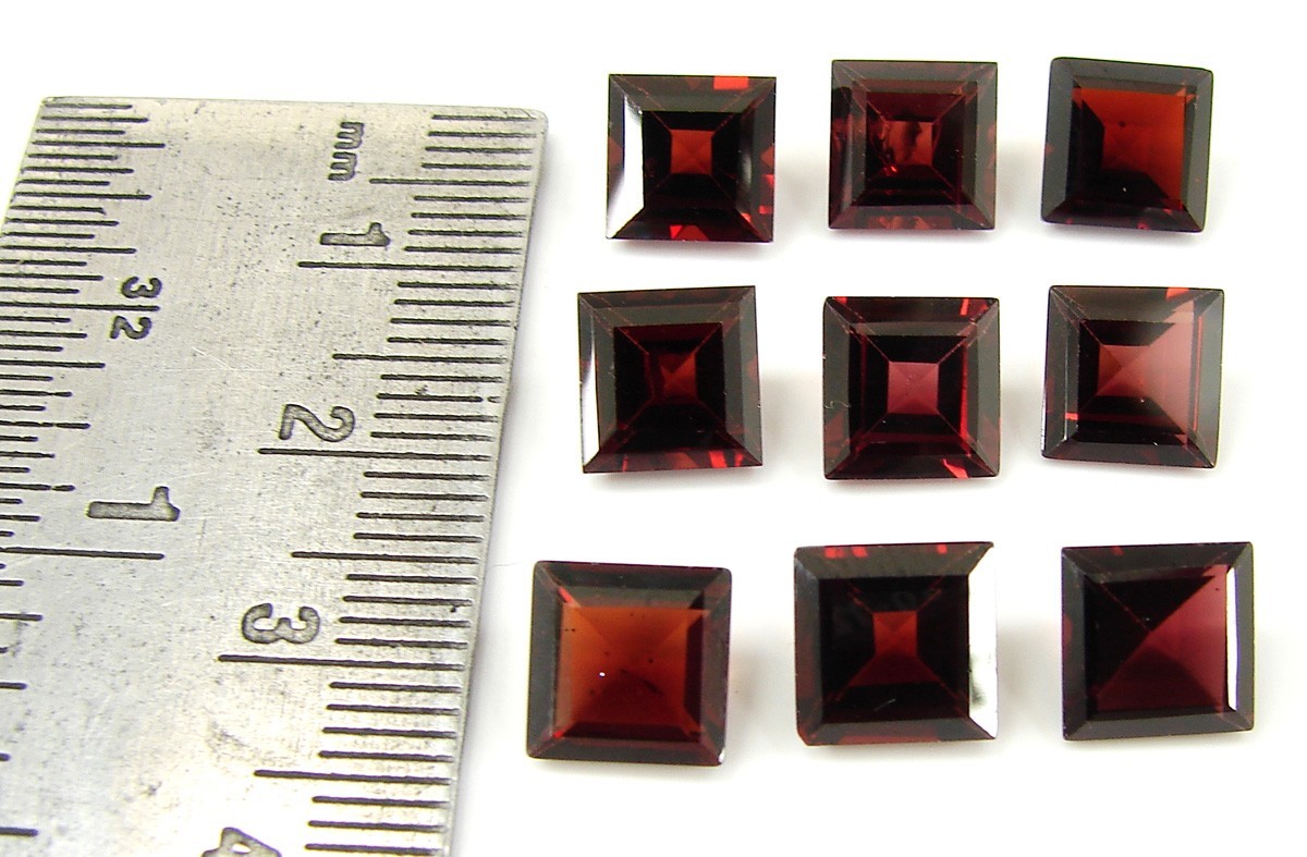 26.75 Ct Natural Red Garnet Loose 8 mm Gemstone Princess Cut 9 Pcs Lot – 1924