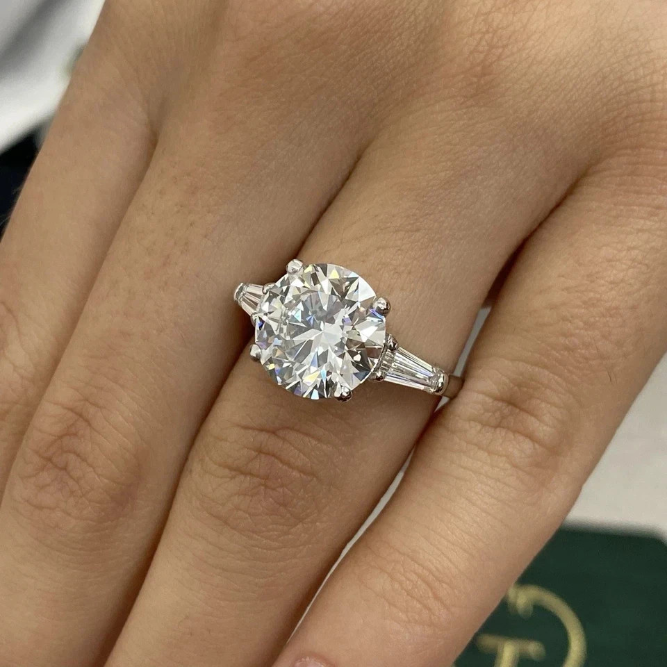 3.5 Ct Diamond Ring IGI Certified 14k White Gold Round Cut Lab Grown VVS E F