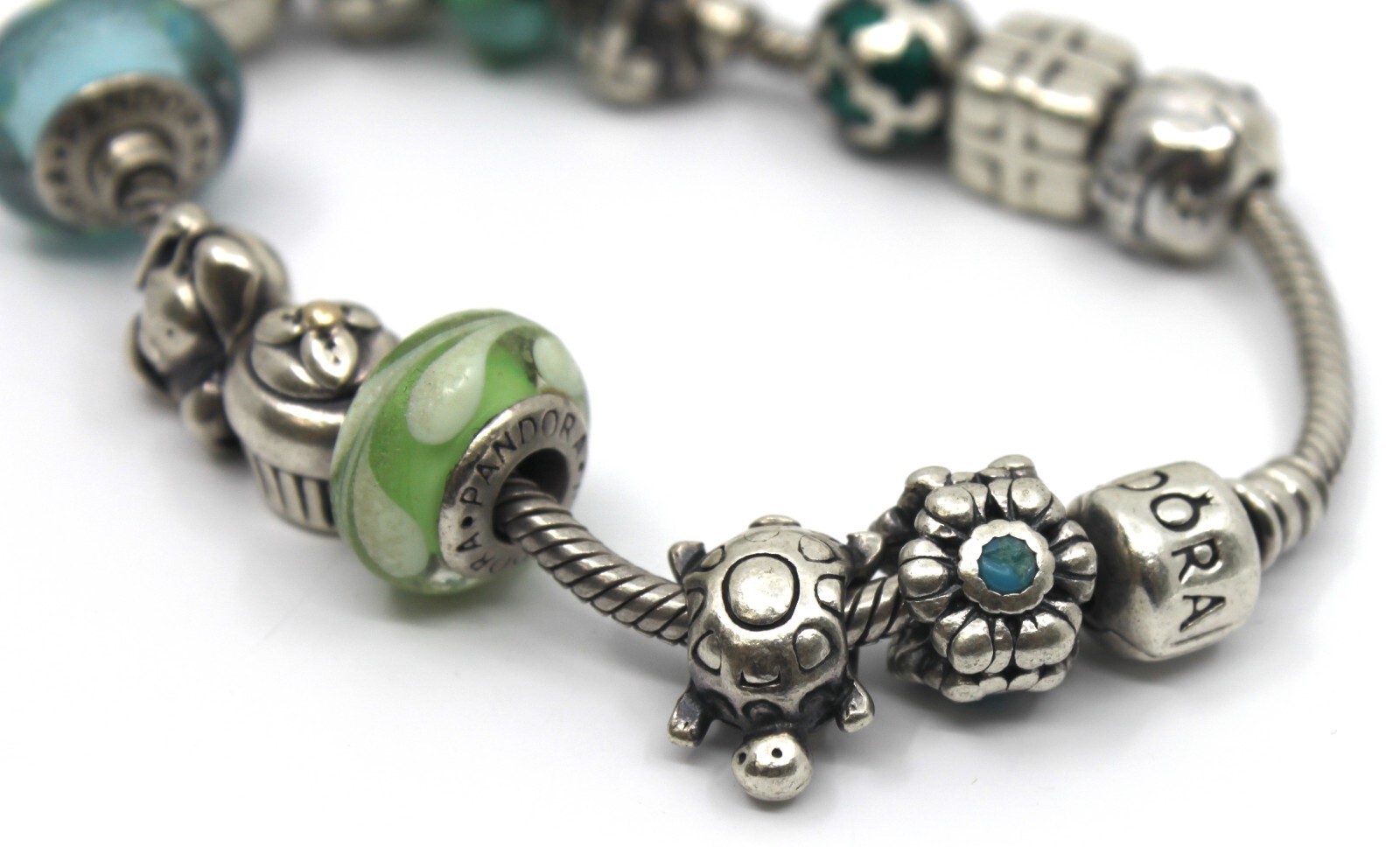 Sterling Silver Pandora 14 Charms Bracelet 7.5″inch Long
