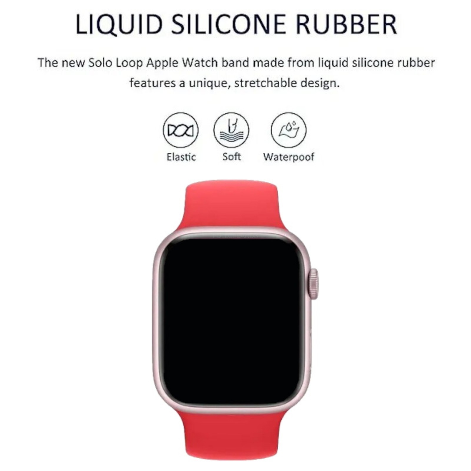 Soft Silicone Solo Loop Band For Apple iWatch 38mm 40mm 41mm 42mm 44mm 45mm 49mm
