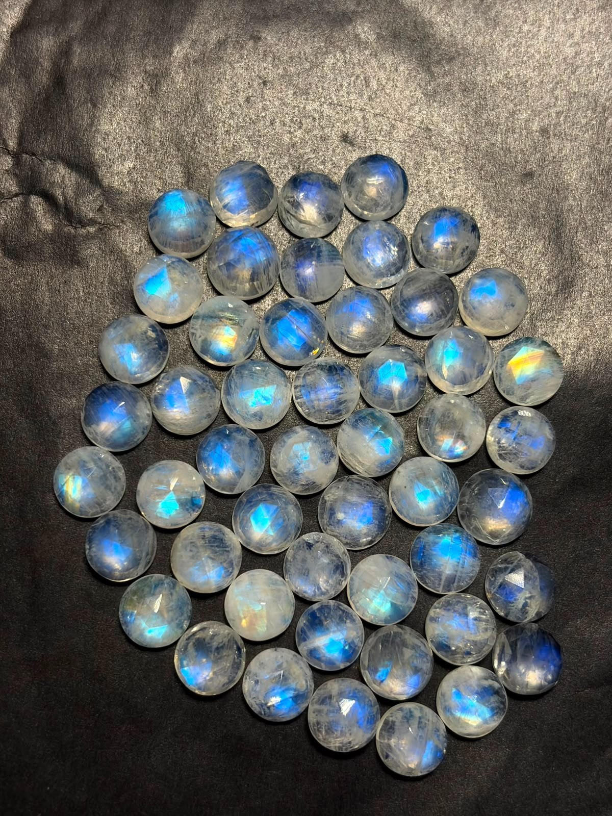 Rainbow Moonstone A One Quality 7 mm Natural Moonstone Rose Cut Loose Gemstone