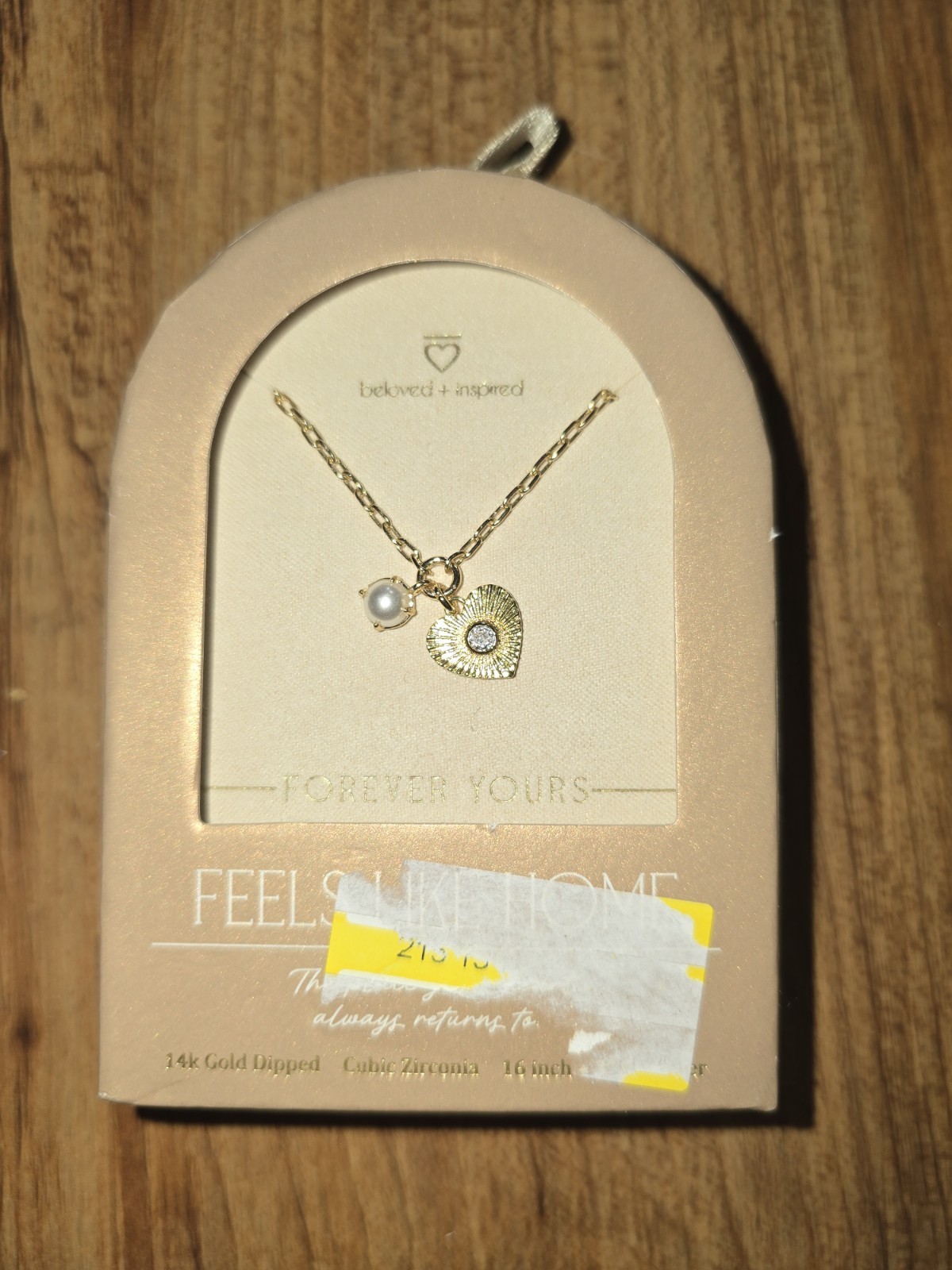 Beloved + Inspired 14 Carat Gold Dipped Cubic Zirconia 16″ Necklace Heart & Pear
