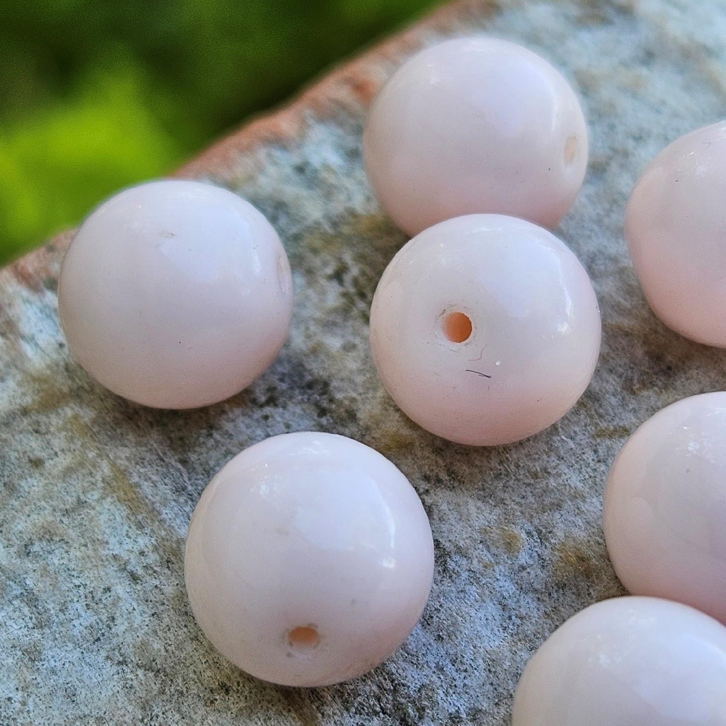 Polished Soft Pink Traditional German Pressed Glass Beads 10mm