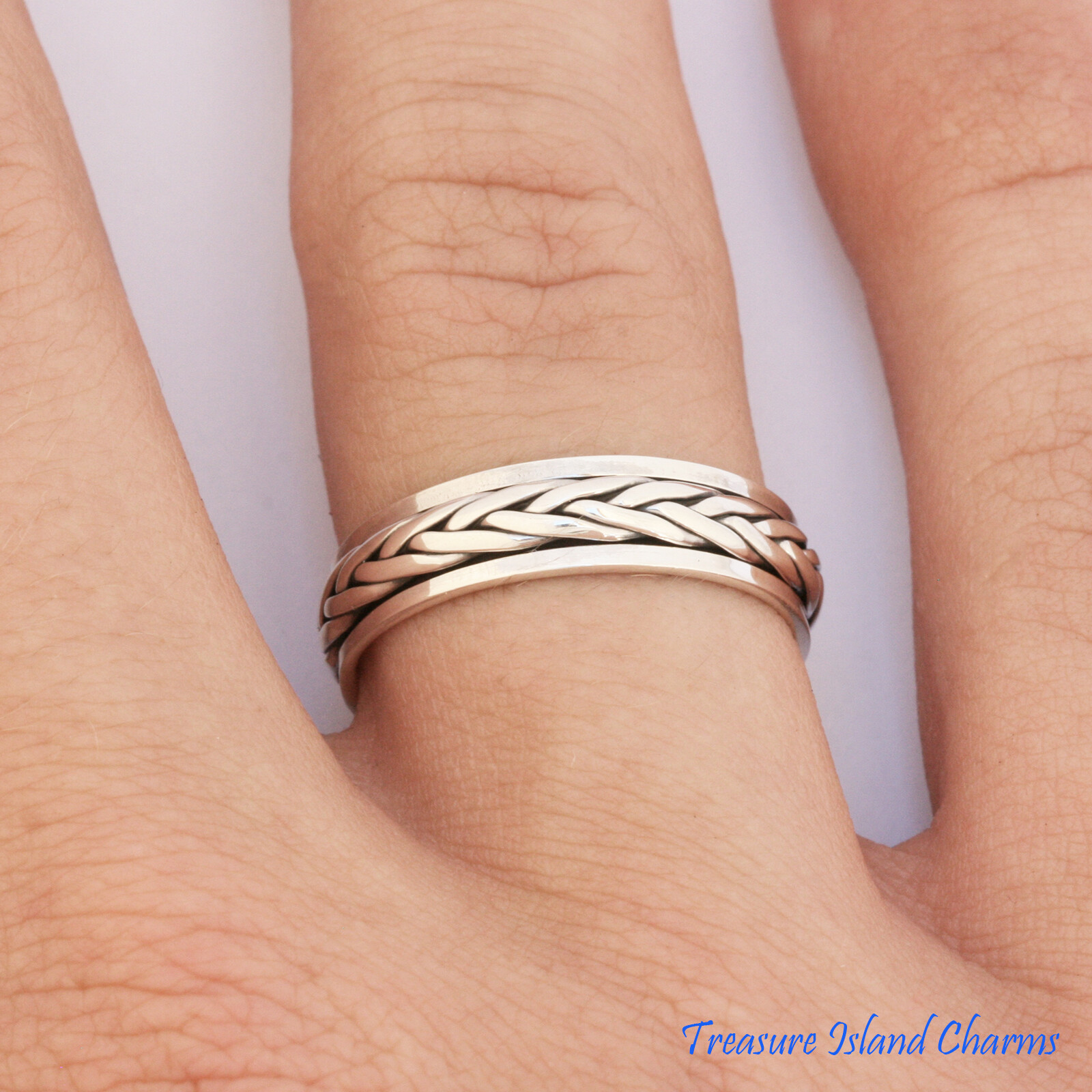 Celtic Weave Braid Spinner Spinning 925 Sterling Silver Ring 5mm Band Sizes 6-13