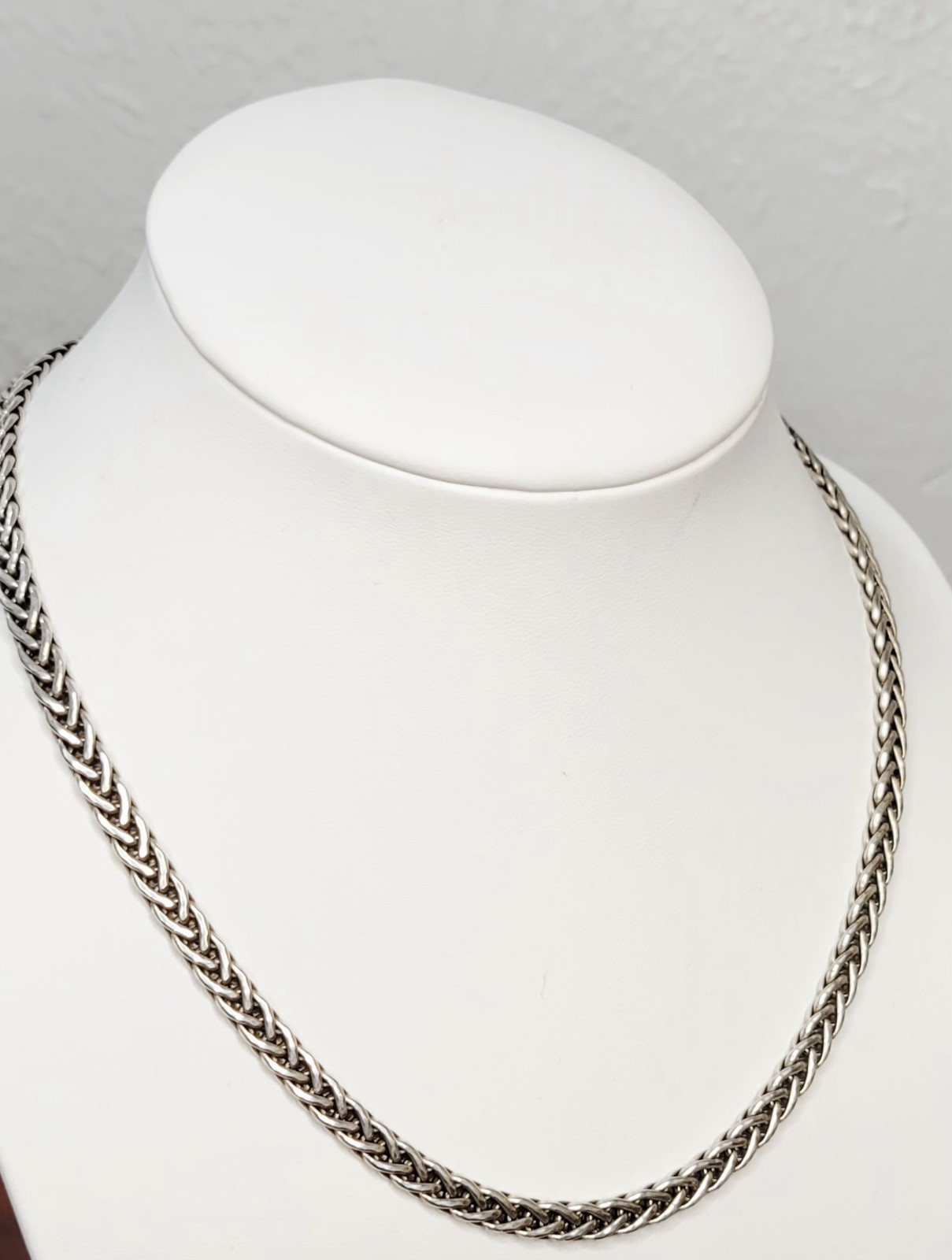 Solid Heavy Sterling Italian Foxtail Necklace Luxurious 18″ 31.4 Grams Stamped