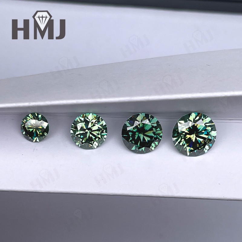 Round Green Blue Colors Loose Moissanite Stone Gemstone VVS1 W. GRA Certificate