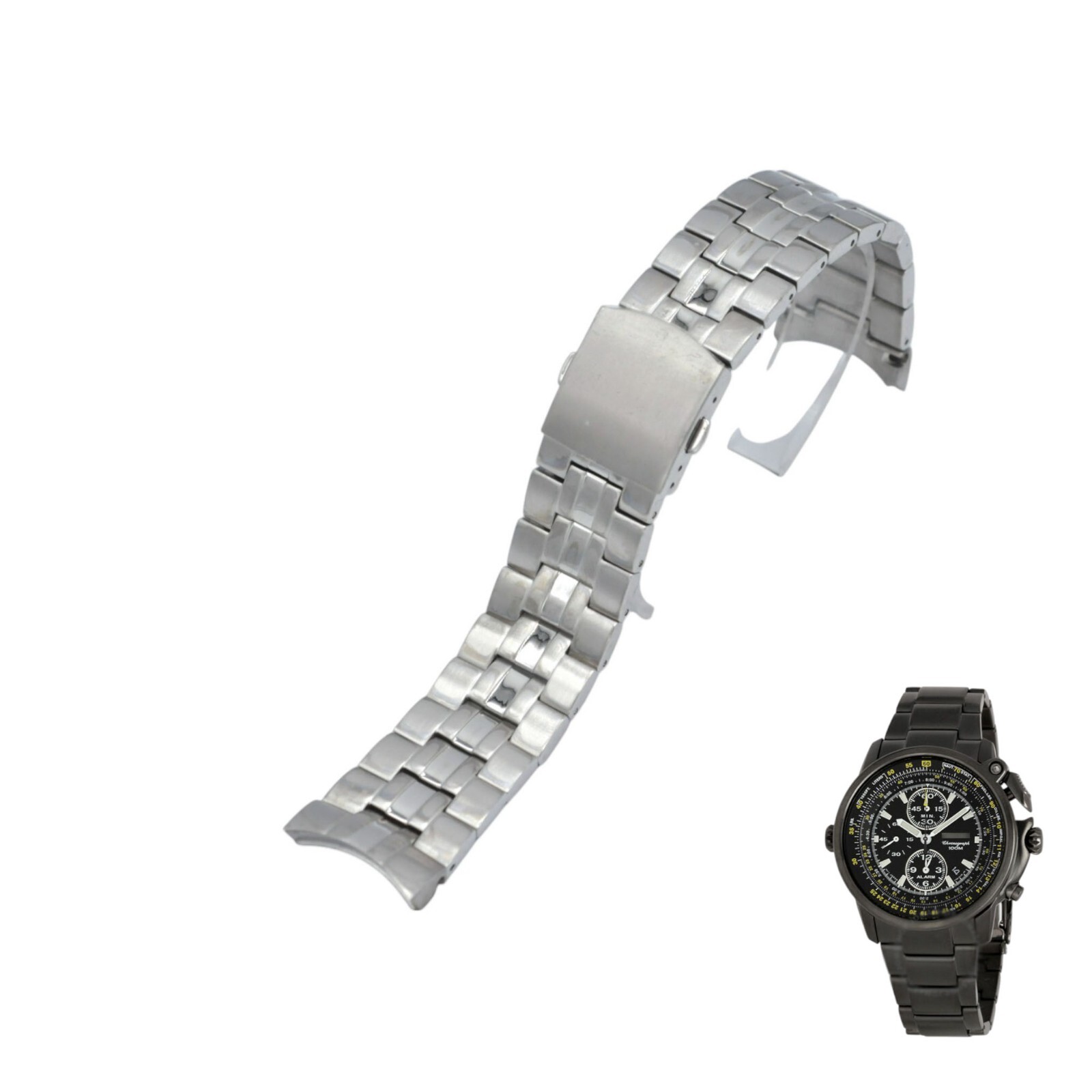 Flight Master SNAB69P1 24mm Stainless Steel Watch Bracelet For Seiko