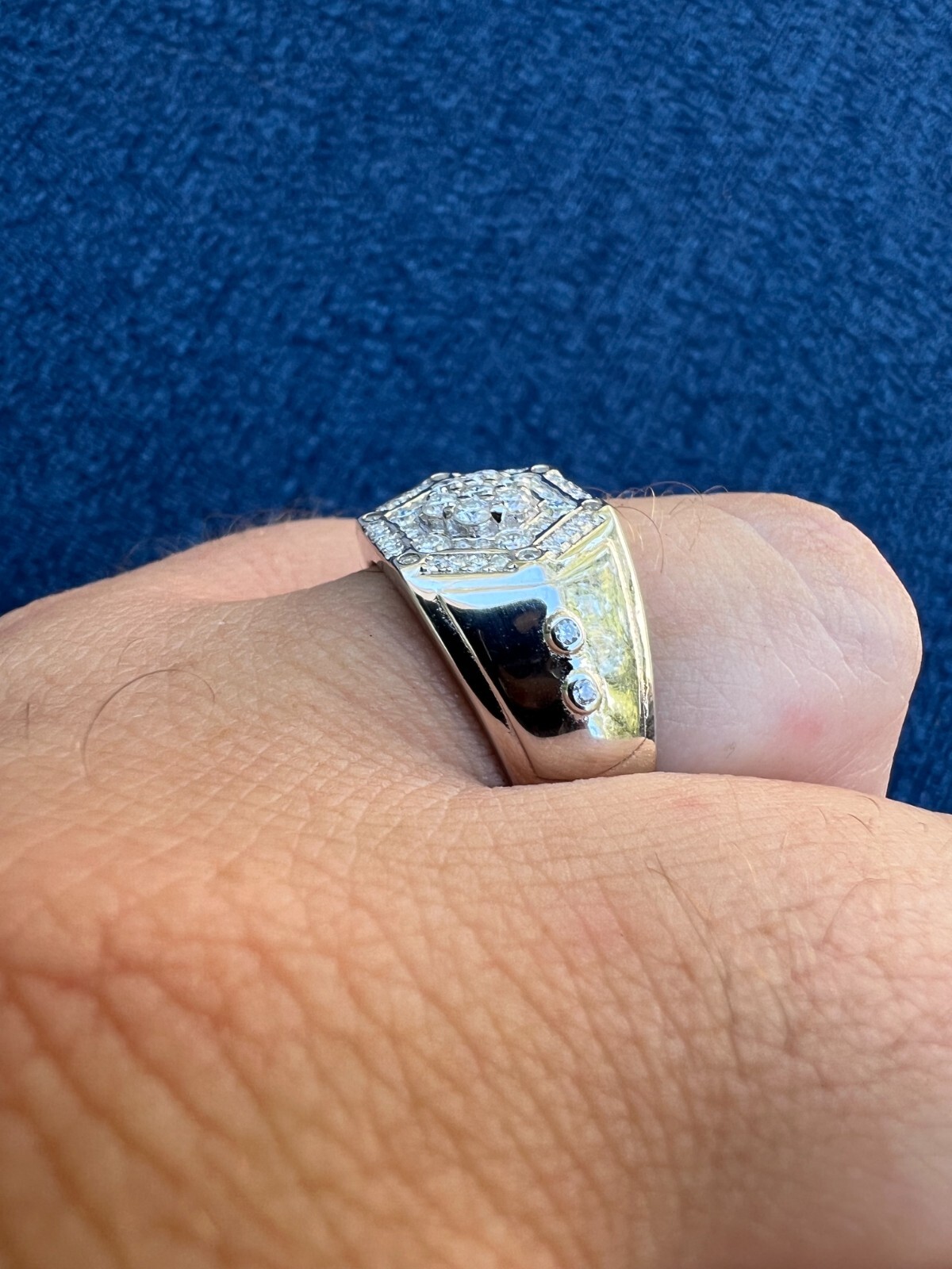 Mens 925 Silver Hip Hop Iced Moissanite Pinky Ring REAL Stone Passes Test GRA