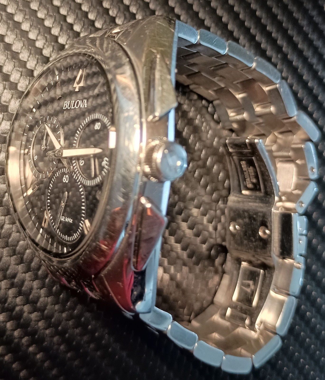 Bulova 96A186 Curv Chronograph Men’s Watch Silver working Fix or Part