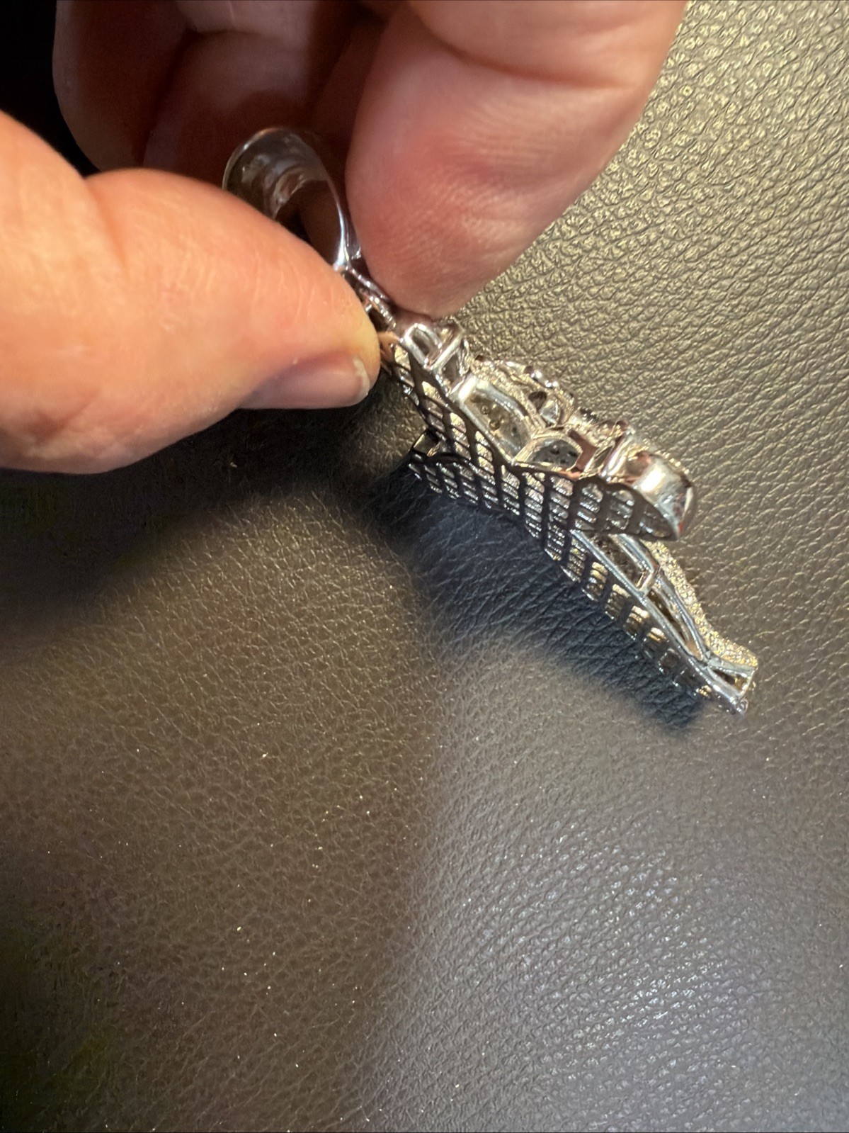 Beautiful 925 Sterling Silver large Zirconia Cross pendant 3.3/4 x 2, 7/8 inches