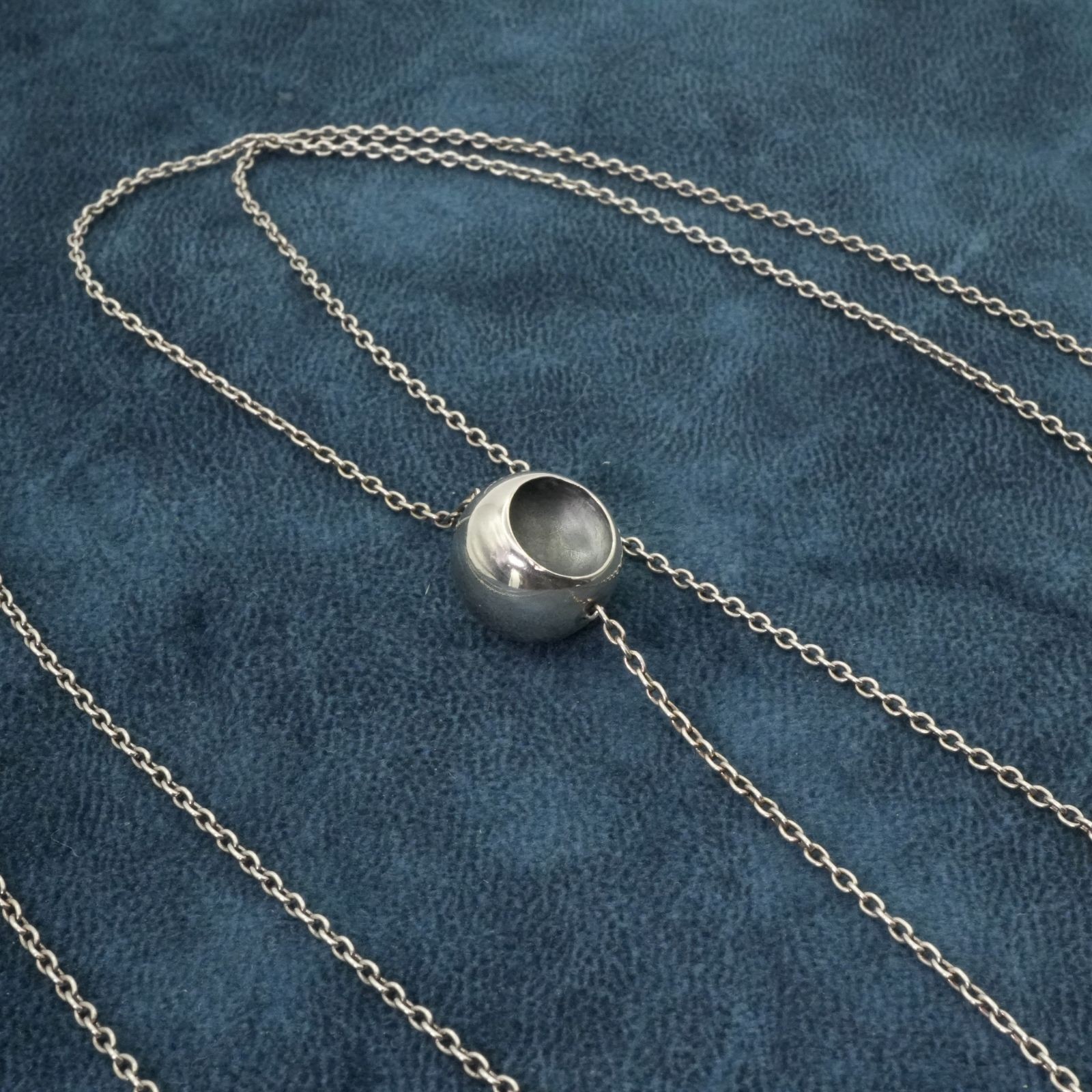 Georg Jensen CAVE Ball Necklace Sterling Silver 925 Long 92cm