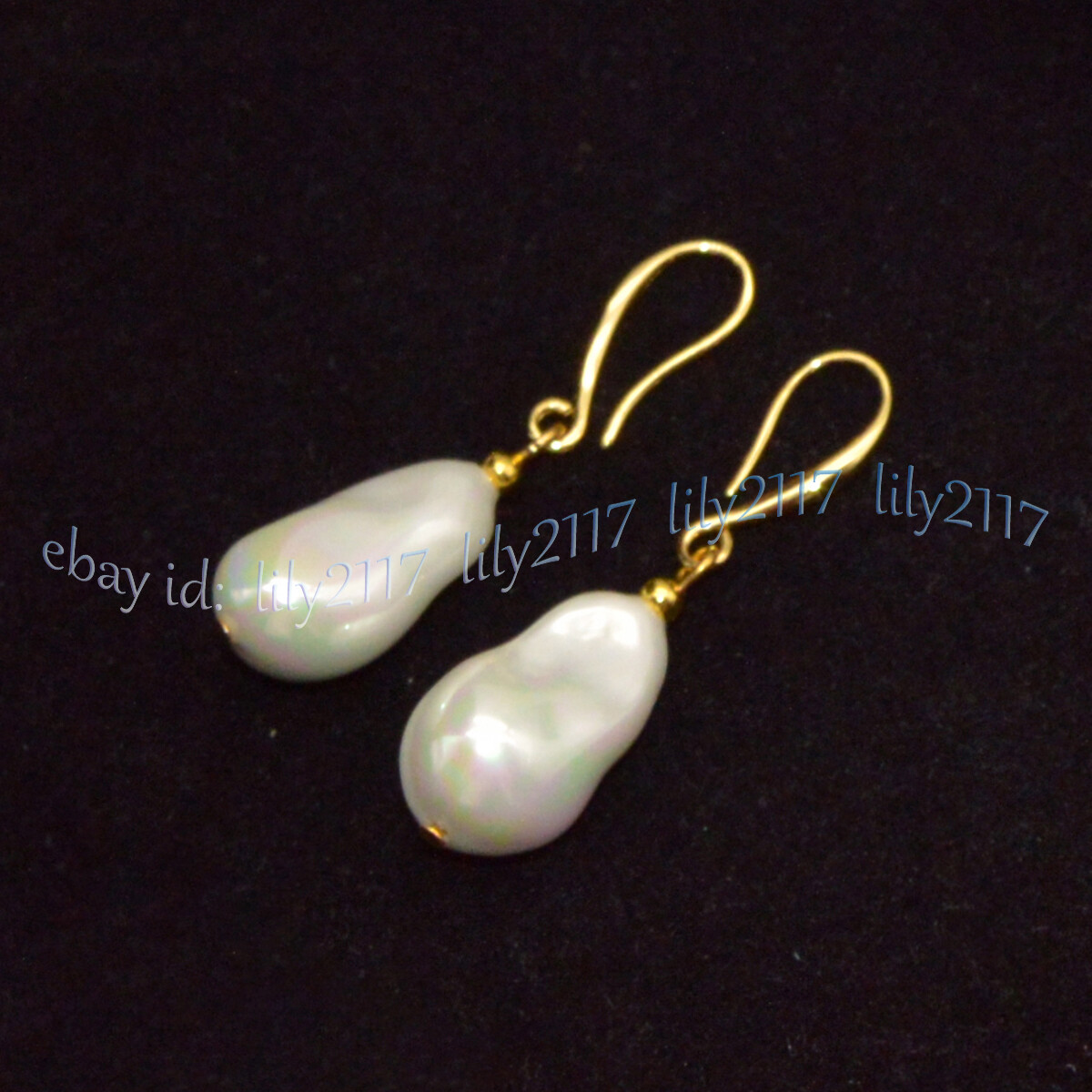 12x20mm White South Sea Baroque Shell Pearl Pendant Necklace Earrings Gold Chain