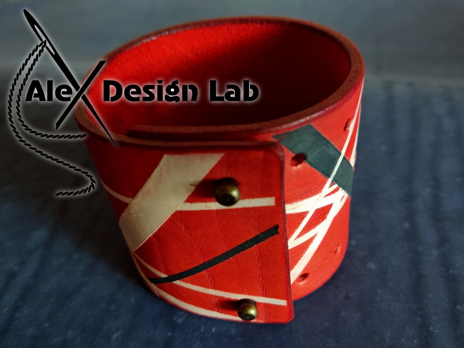 Wide Leather Striped Series cuff Men’s bracelet extra class genuine rock