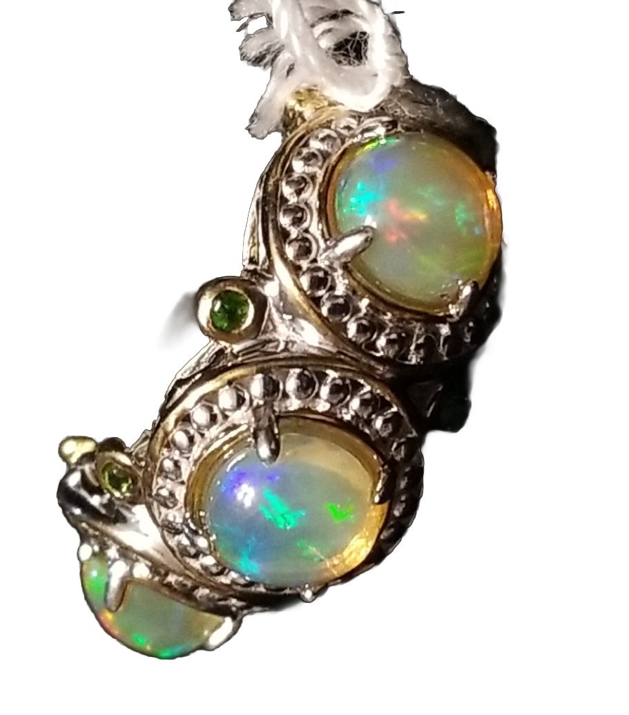 “NEW” Gems En Vogue Opal Ring, 3 Stone Ethiopian Opal Ring, Sterling 925 Size 5
