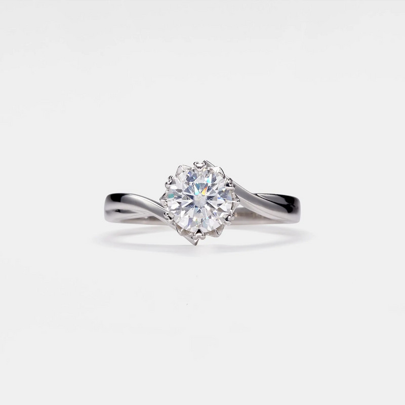 Moissanite Snowflake Engagement Ring in 925 Sterling Silver